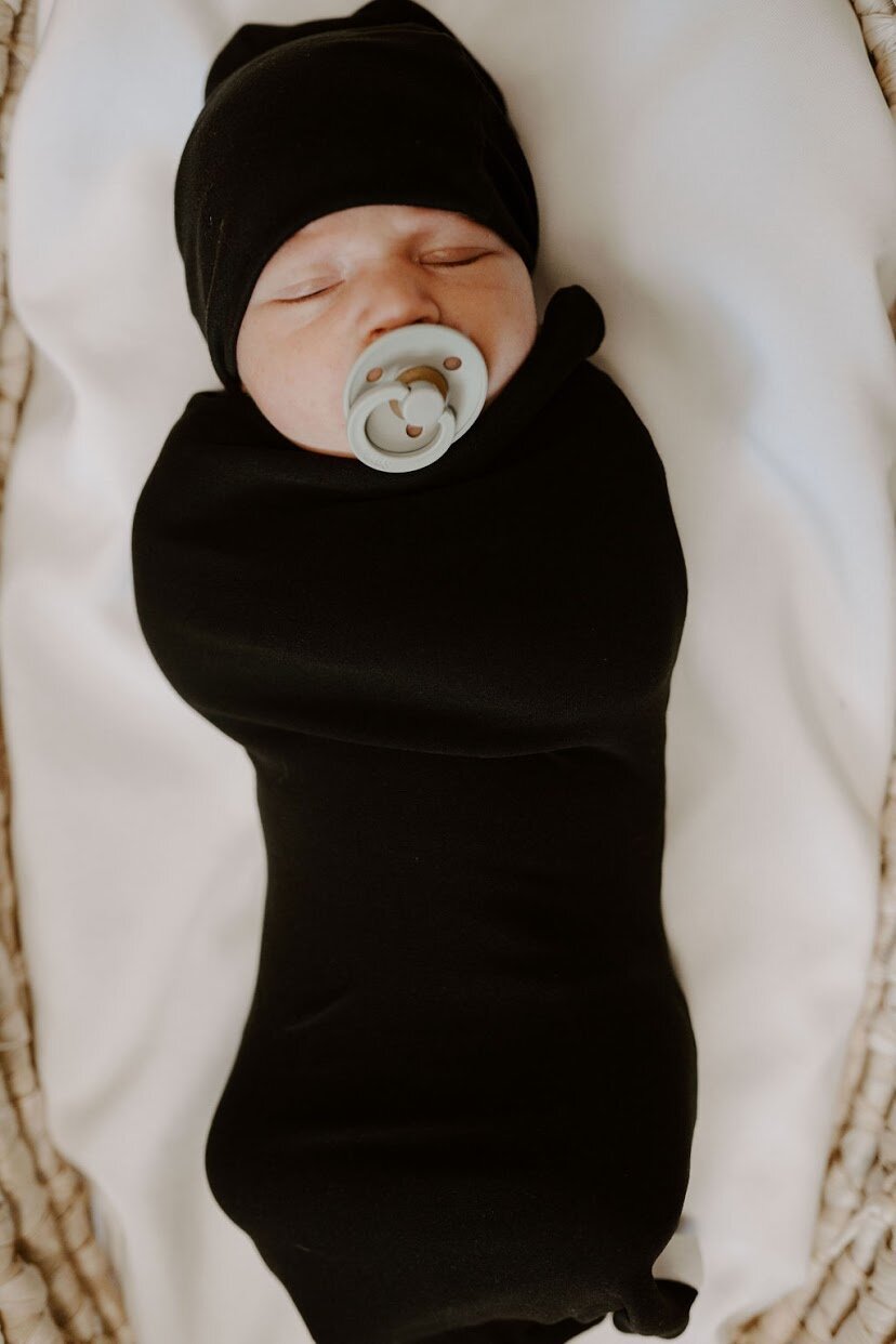 Black - Swaddle Sack w/ Slouch Hat