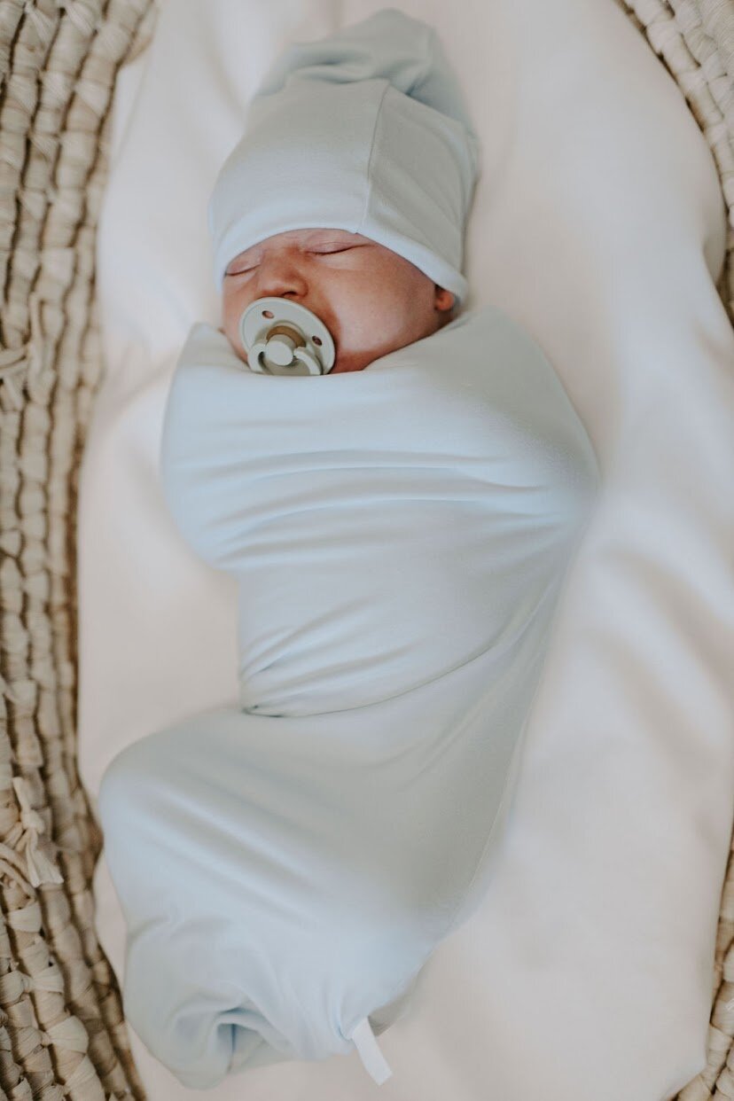 Cloudy Blue - Swaddle Sack w/ Slouch Hat