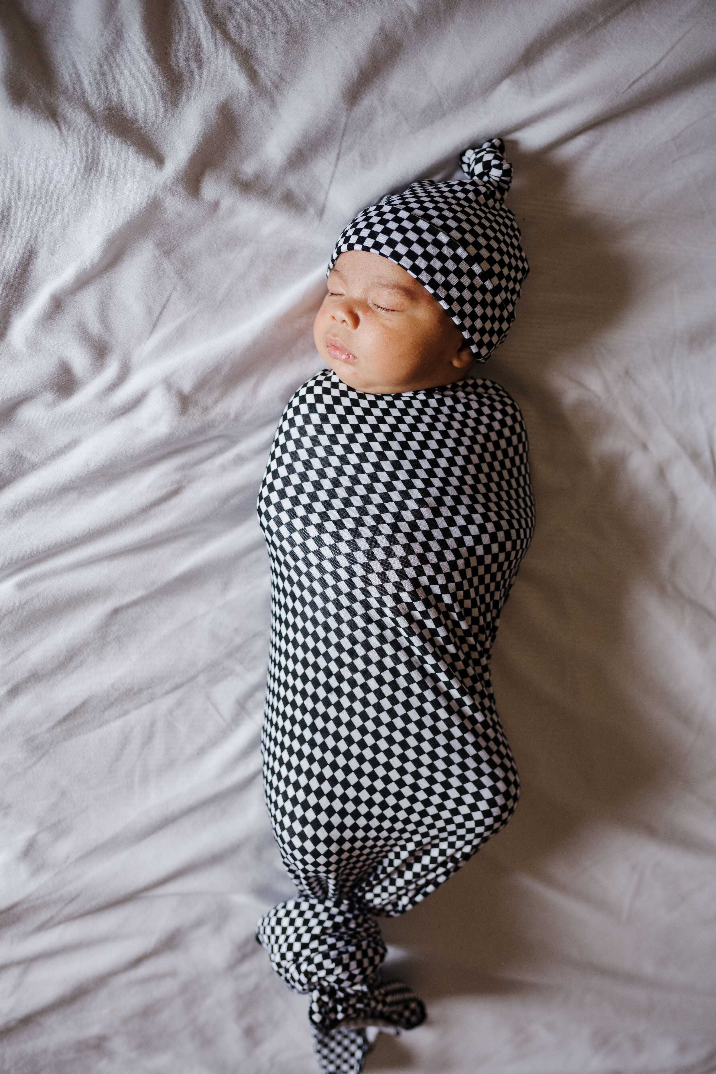 Checkered Flag Swaddle w/ Checkered Hat or Black Hat