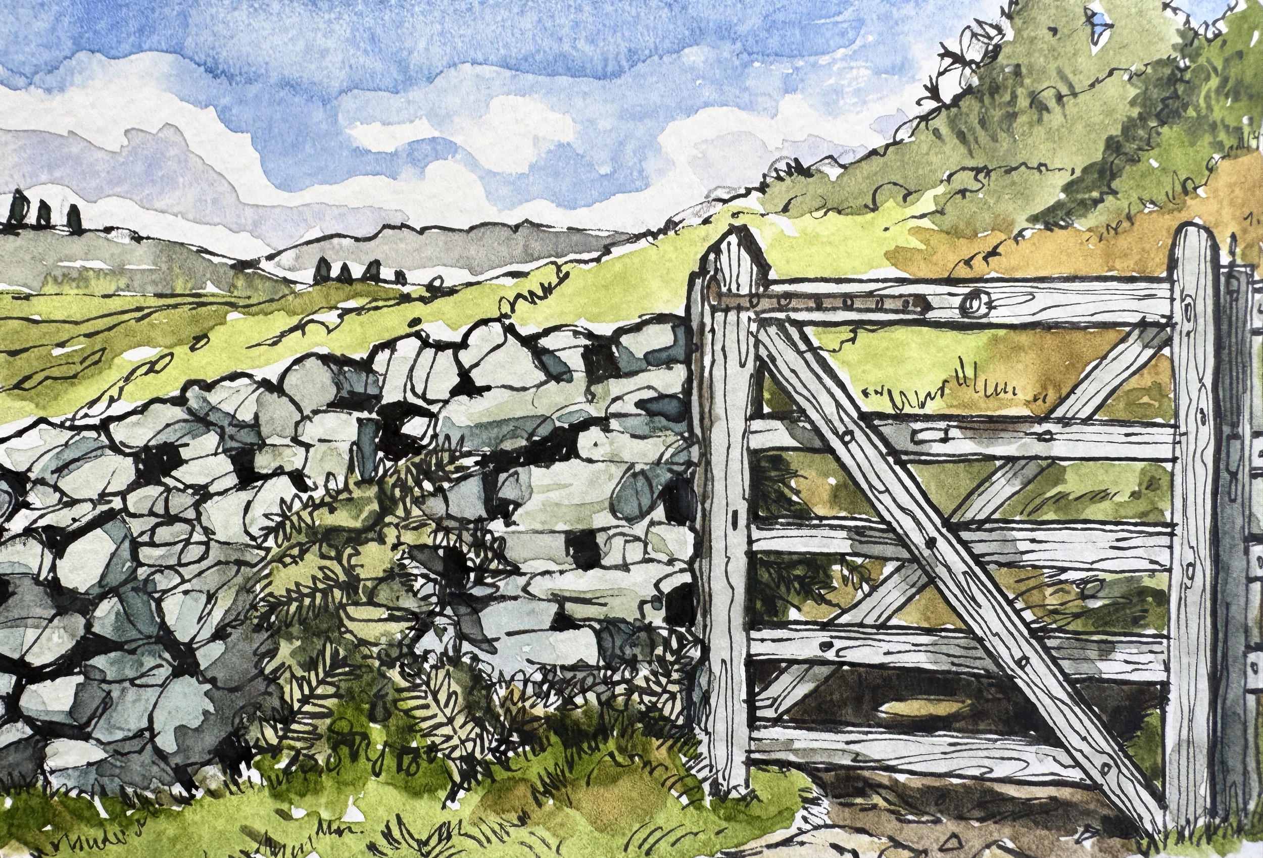 On the Ullswater Way_Pen & Watercolour