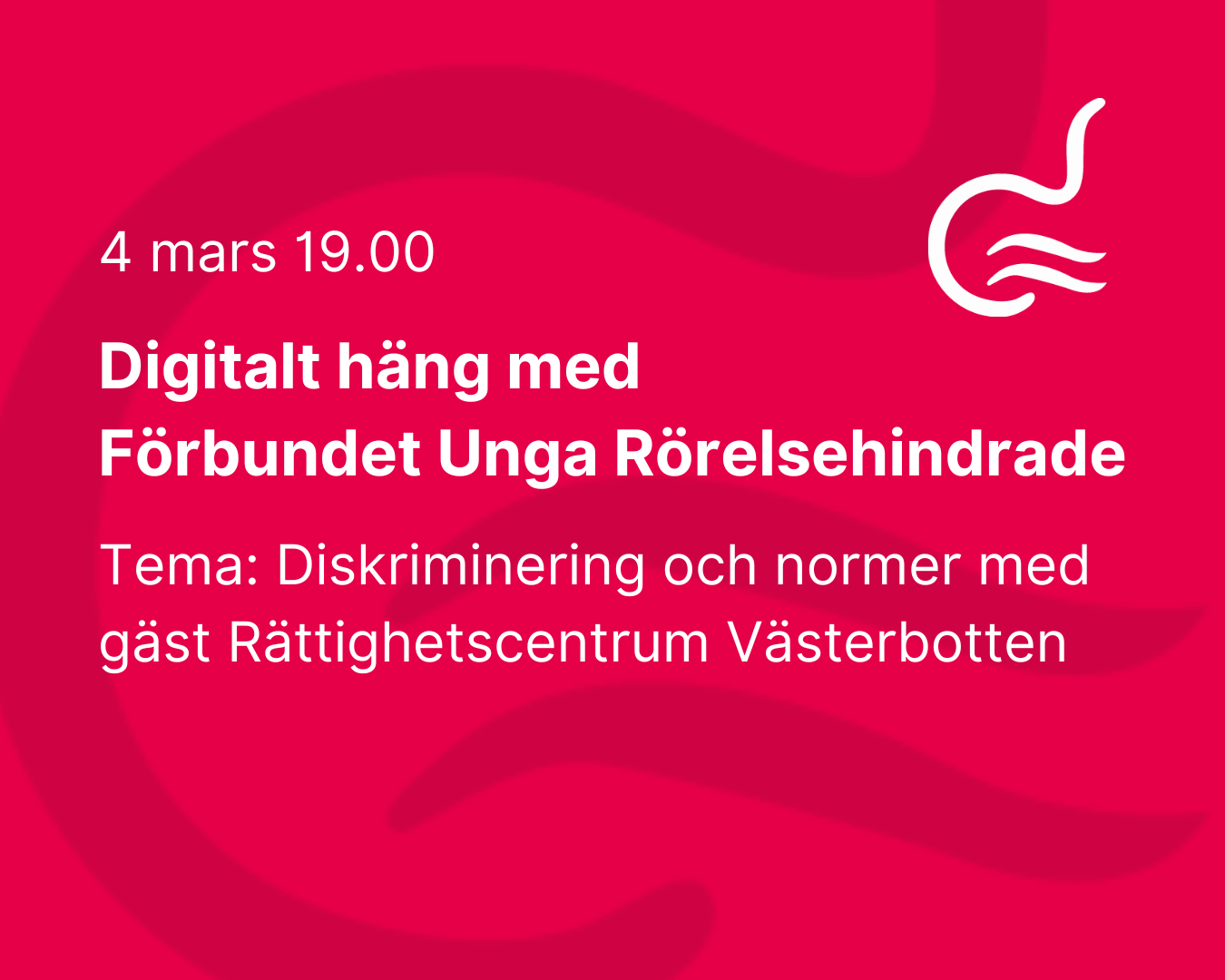 Digitalt häng - Förbundet Unga Rörelsehindrade - 4/3 kl. 19.00-20.00