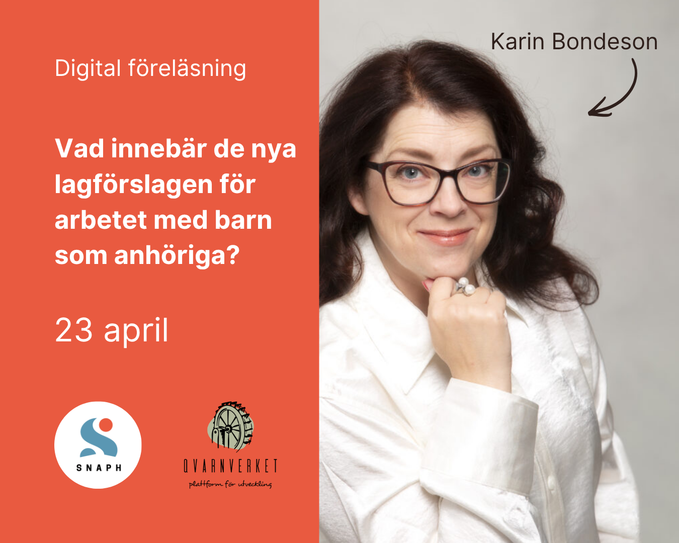 Digital föreläsning: Anhörigstöd - Karin Bondeson - 23/4 kl. 18.00-19.30