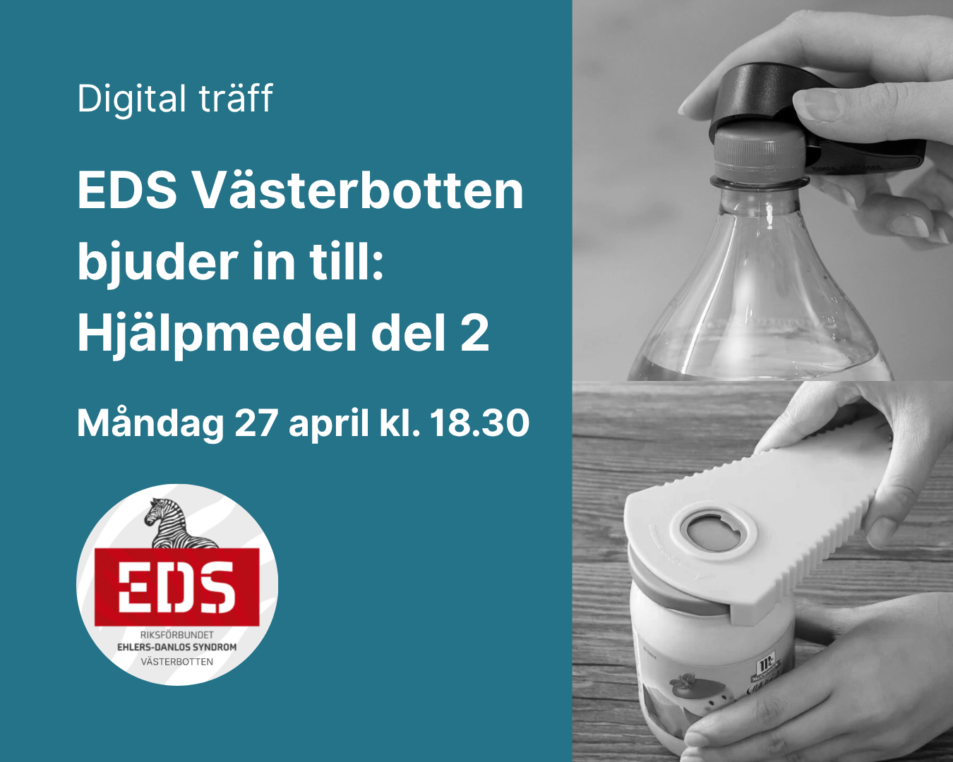 Digital träff: Hjälpmedel del 2 - EDS Västerbotten - 27/4 kl. 18.30-19.30