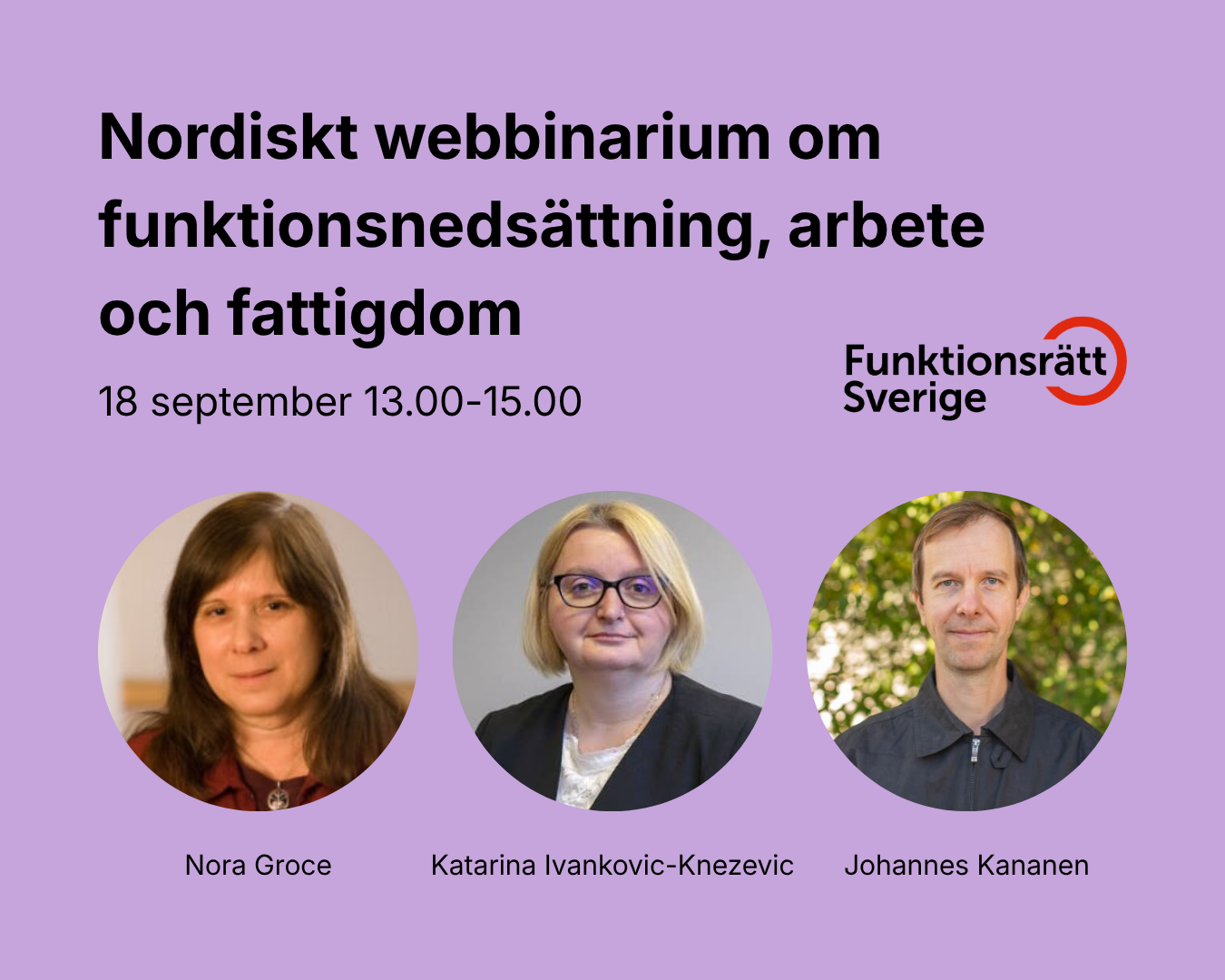 Nordiskt webbinarium om funktionsnedsättning, arbete och fattigdom - Funktionsrätt Sverige - 18/9 kl. 13.00 - 15.00