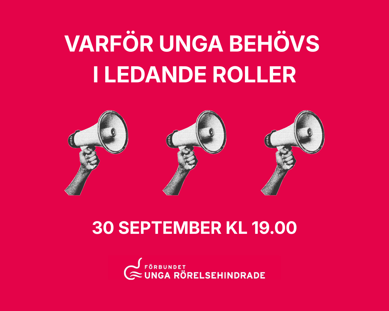 Digital träff: Varför unga behövs i ledande roller - Unga Rörelsehindrade Norr - 30/9 kl. 19.00
