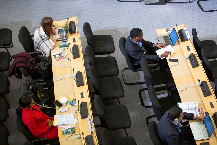 Social Distancing during a meeting at the Palais des Nations (Copyright: Valerii)