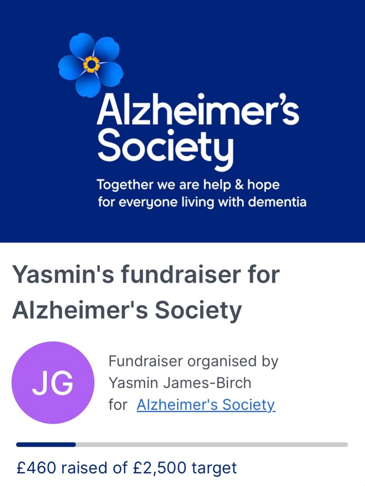 One of our lovely ladies is running the London marathon this year and fundraising for @alzheimerssoc. 
 
Alzheimer&rsquo;s Society is a wonderful charity to support, if you&rsquo;d like to support her the link is just below. 
 
Support Yasmin at: htt