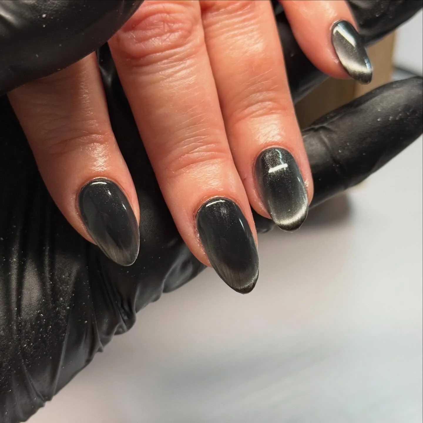 French cat eye effect 🐈&zwj;⬛
 
Possibly the hardest effect to catch on camera but we love them all the same 
 
#magpienailtech #chesterfieldsalon #chesterfieldnails #chesterfieldnailsalon