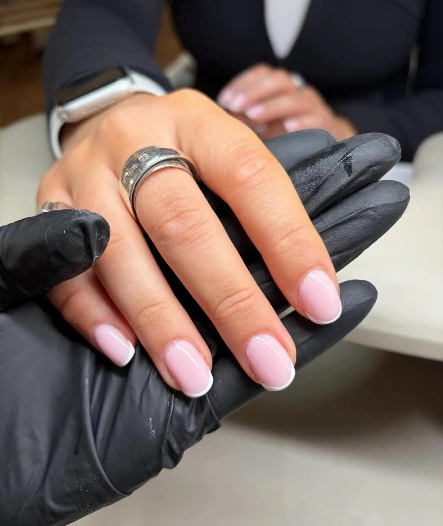 Super fresh frenchies by Megan 🫧
 
Our new hardest ever builder gel sculpt it in tickled pink with a gorgeous skinny French. 
 
#gelnailschesterfield #magpiebeauty #magpienailtech