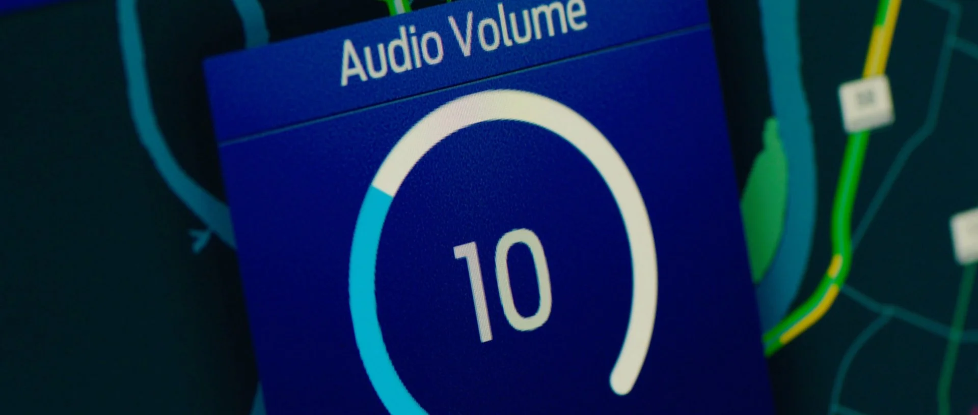 Stereo details showing audio volume on the premium B&O sound system in the Ford Bronco Sport.