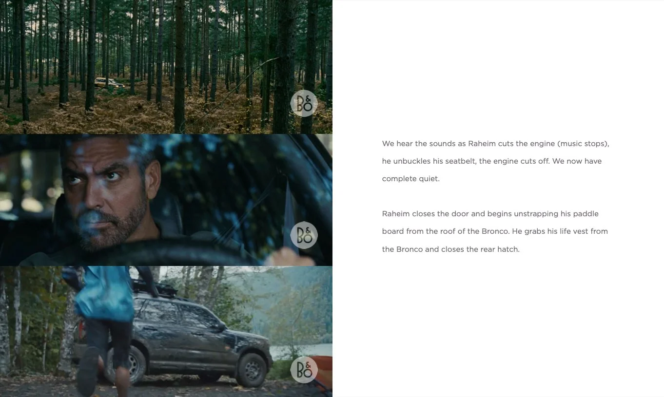 Storyboard and script for Ford's Sounds of Adventure short film shot in Chattanooga, Tennessee.