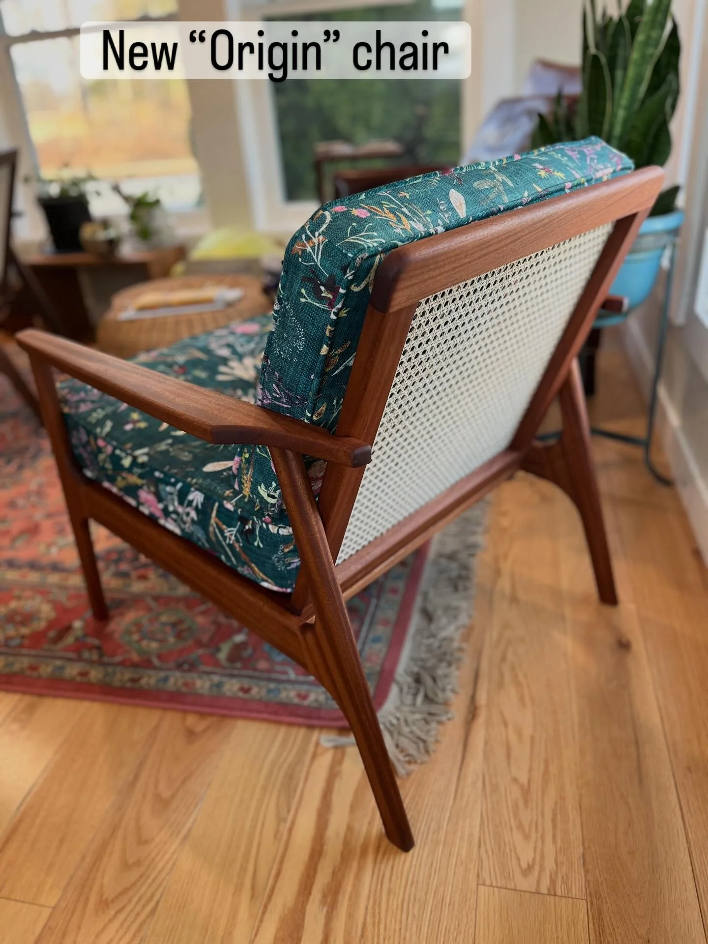 Made this chair to sell..I don&rsquo;t want to part with it!!!! I&rsquo;ve got a few of these &ldquo;Origin&rdquo; chairs in my que and I can&rsquo;t get enough&hellip; that cane 😍😍😍#mcm #accentchair #furniture #interiordesign #alliwantforchristma