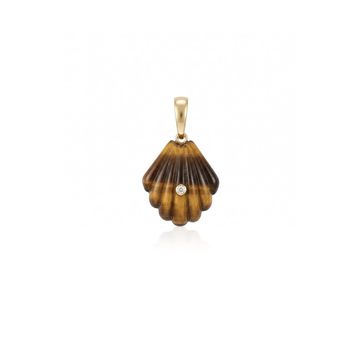 Medium Brown Shell with Diamond Pendant