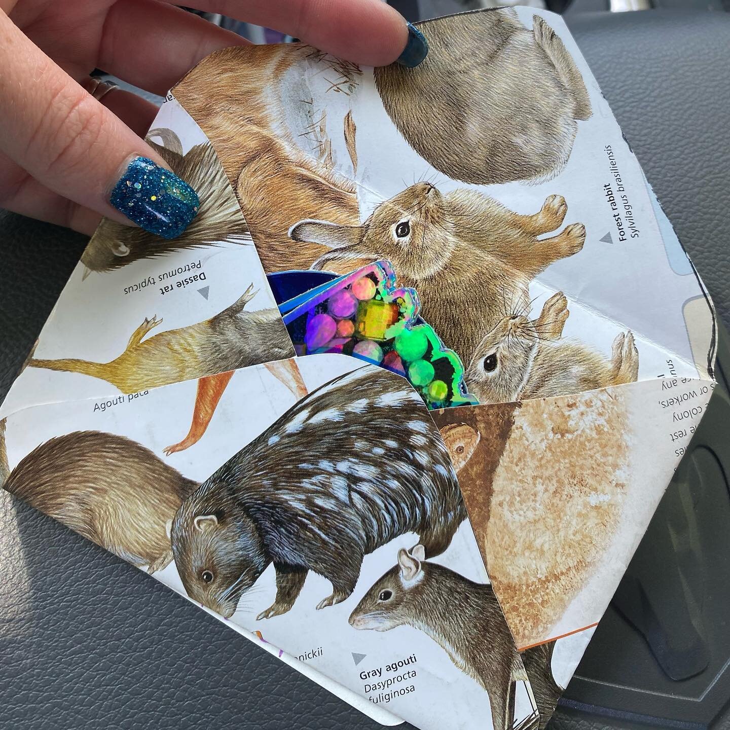 Website update: there is no longer a $25 minimum to order from my site so if you want just a couple stickers etc., you can grab them now and then look for them to come in a FUN handmade envelope made out of who knows what! This one was from a childre