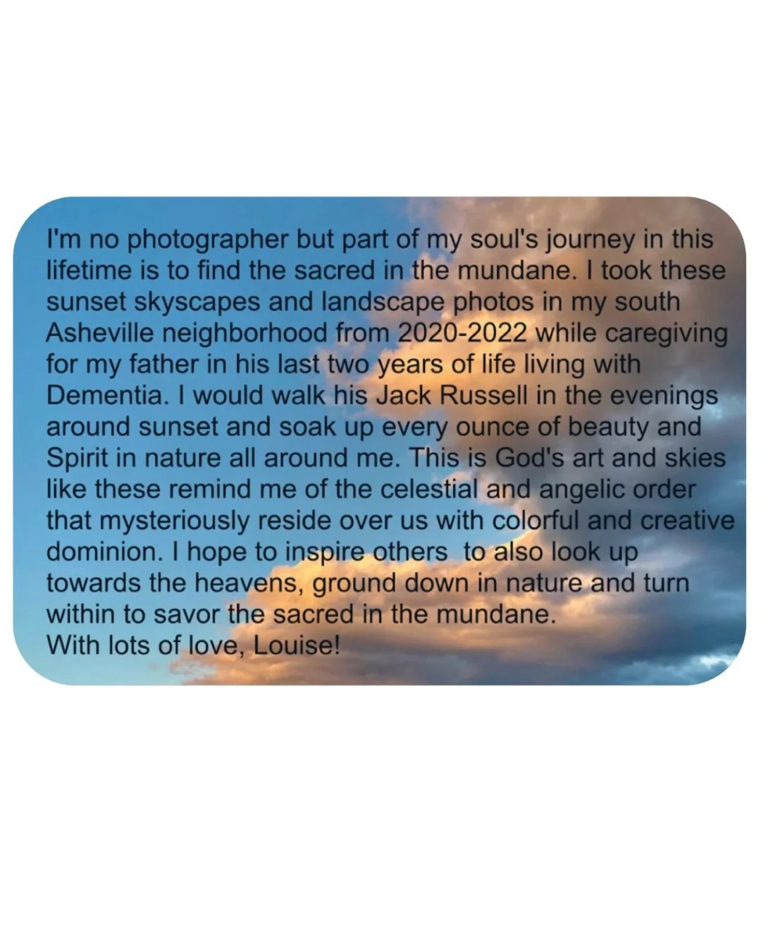 this is on the back of each Sky notecard