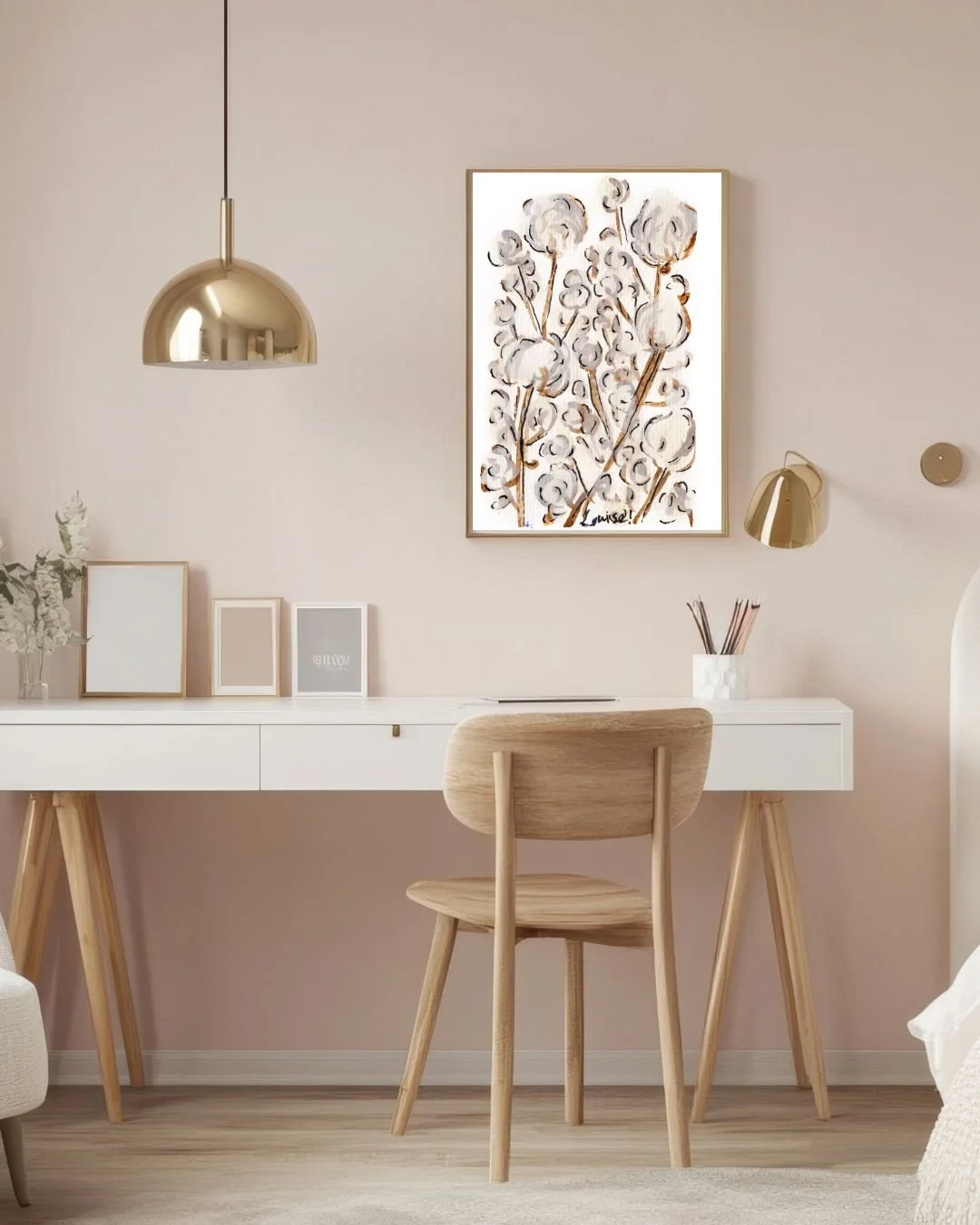 White and Brown Cotton Archival Print