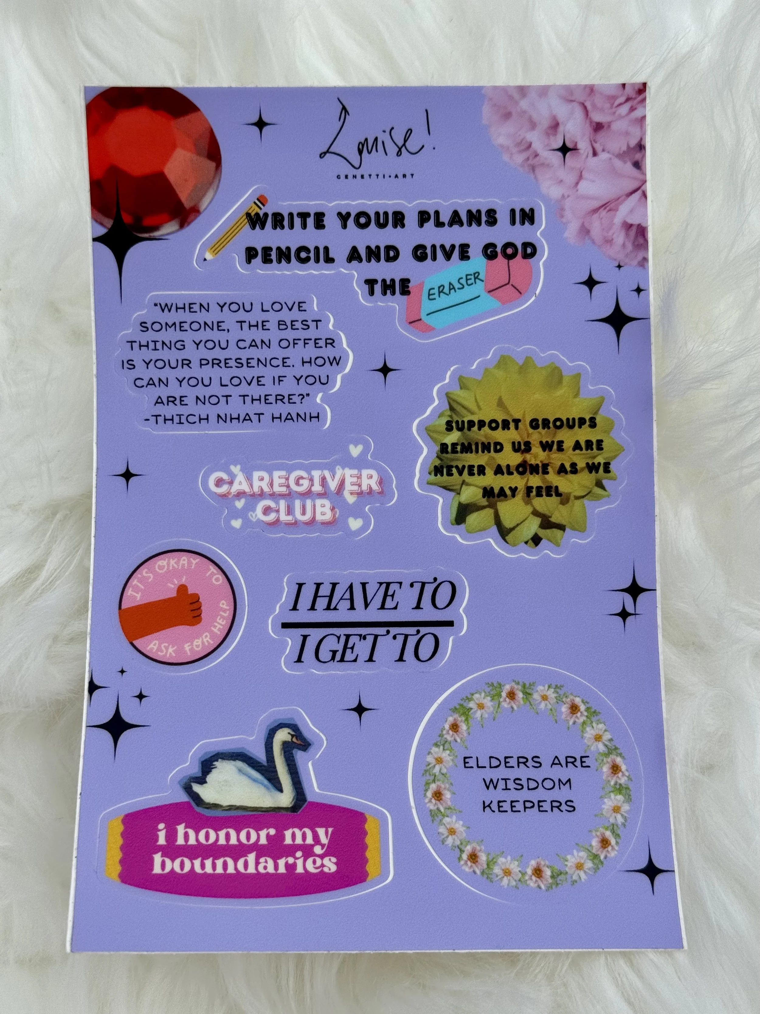 **ST-CARE  | Caregiver Club 4 x 6 Vinyl waterproof sticker sheet | Wholesale: $3.50 ; MSRP: $7-$9  | Case Size : 3