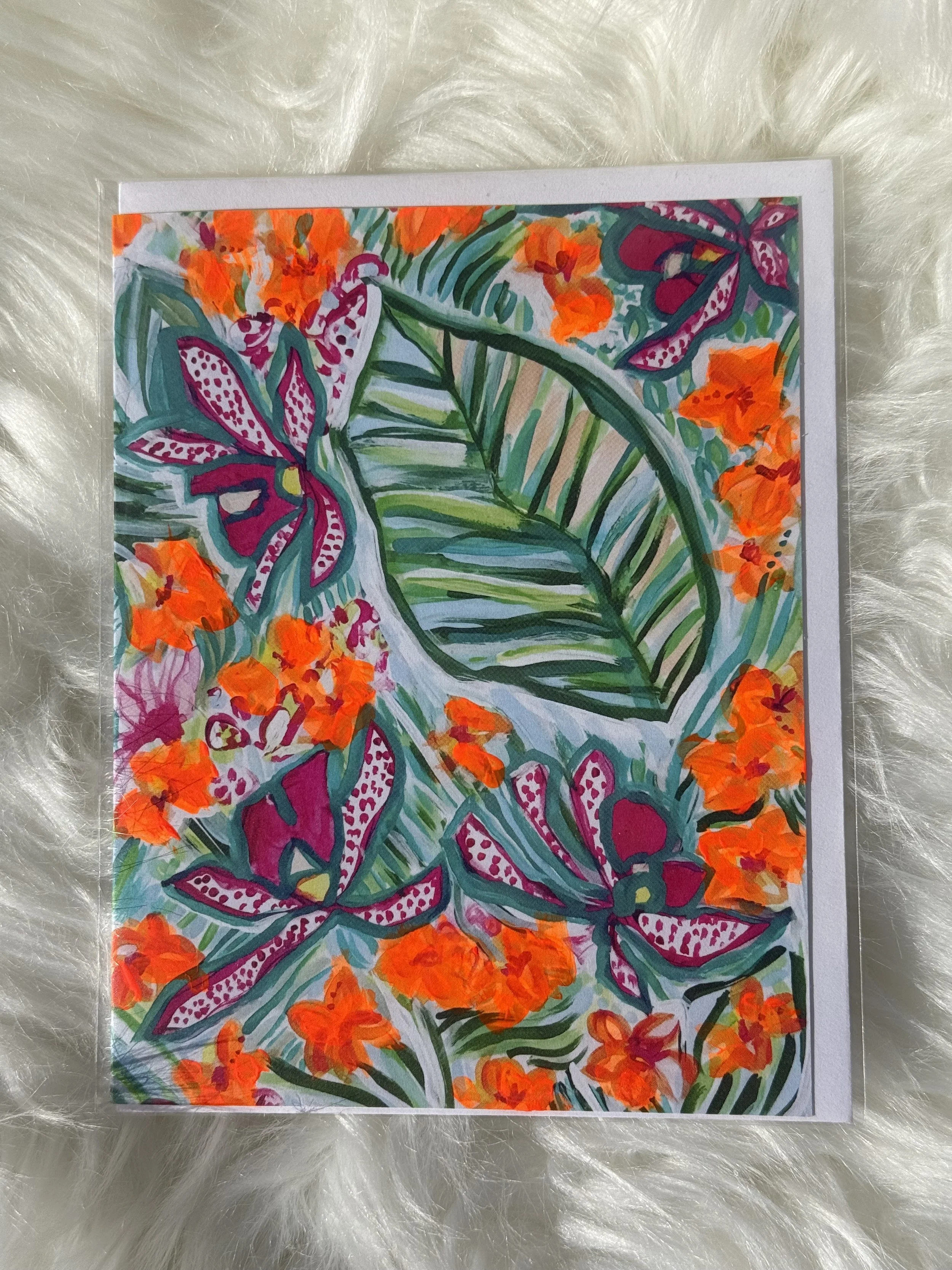 **ENC-OrchidsTWO | Embellished with acrylic paint | 4.21" x 5.47" | Wholesale: $3; MSRP: $6 | Case Size: 6 per design