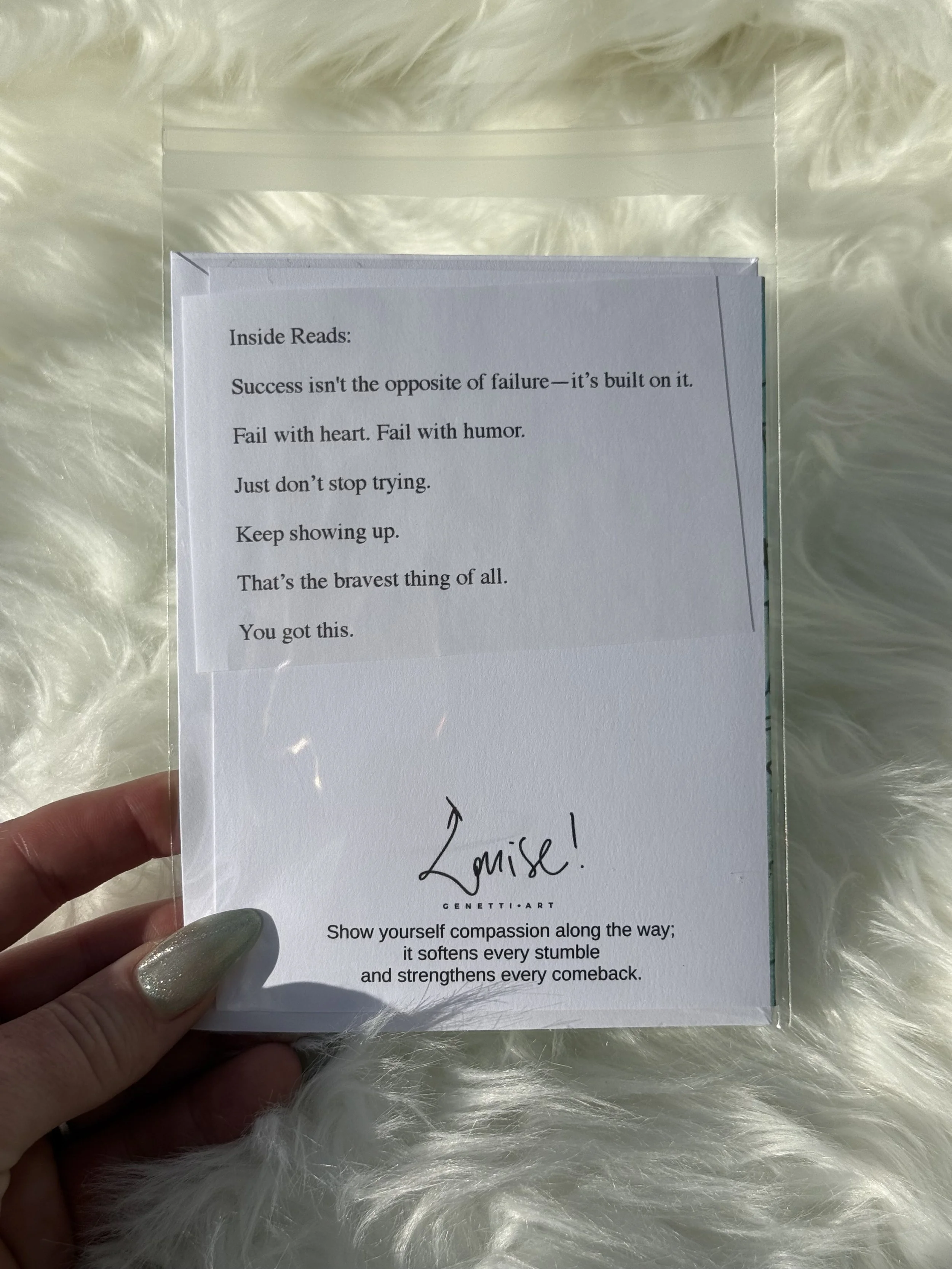 back side showing writing inside