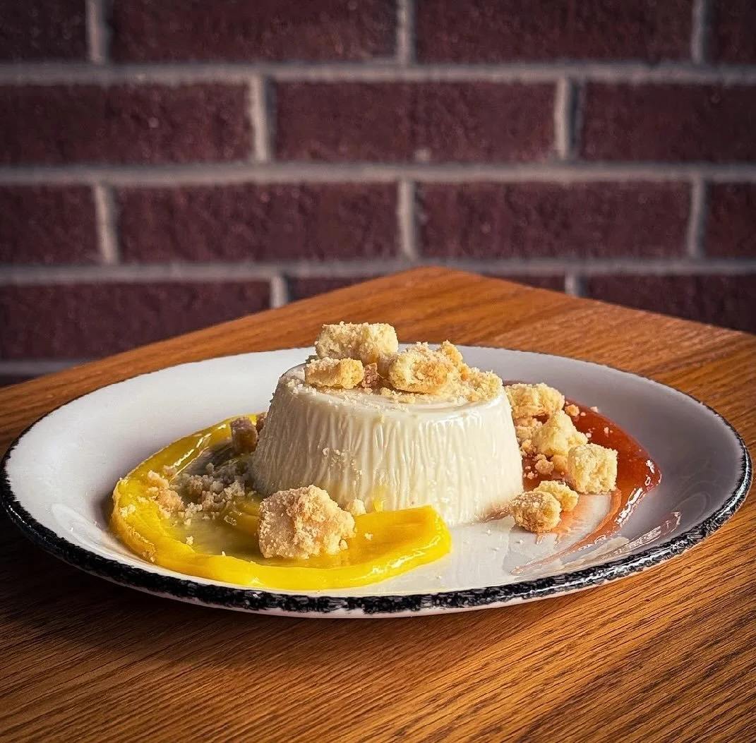 Our rhubarb panna cotta is the perfect finale to any meal - with refreshing lemon curd, rhubarb coulis &amp; house shortbread cookie crumble 🍮

🍋 by @seganmilverstein 
📸 @raeleighei 

#dessert #pannacotta #rhubarb #summer