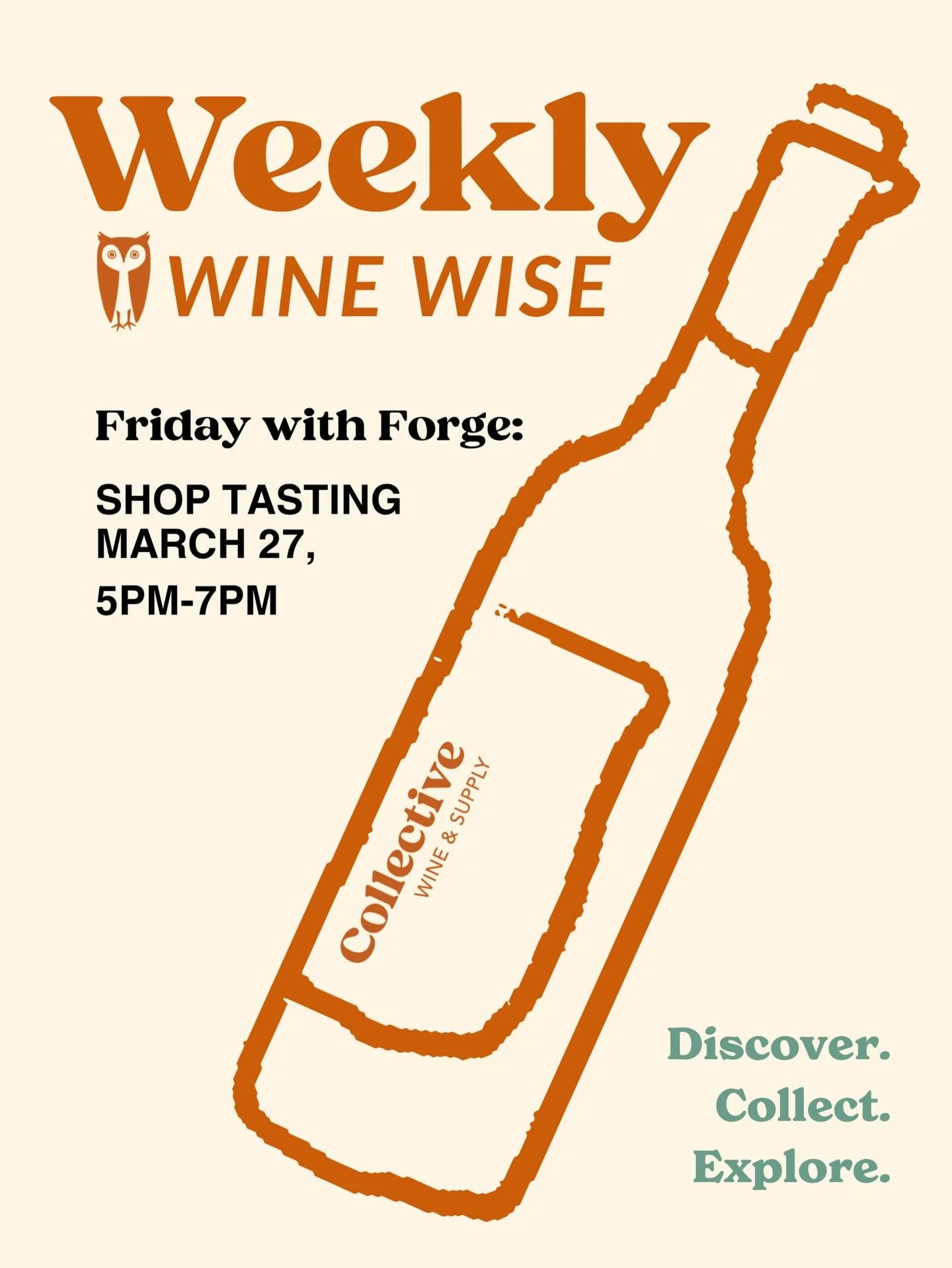 FREE TASTING! THIS FRIDAY @collectivewinesupply with @forgecellars &amp; winemaker @janellelaurren 🍷