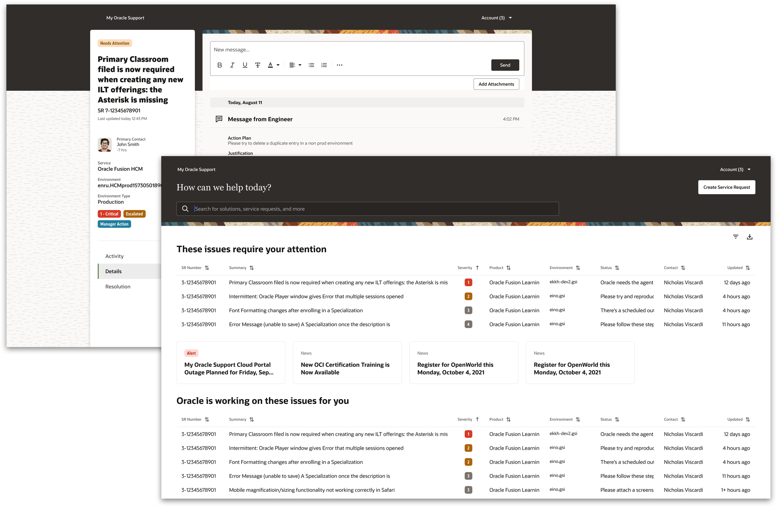 My Oracle Support UI
