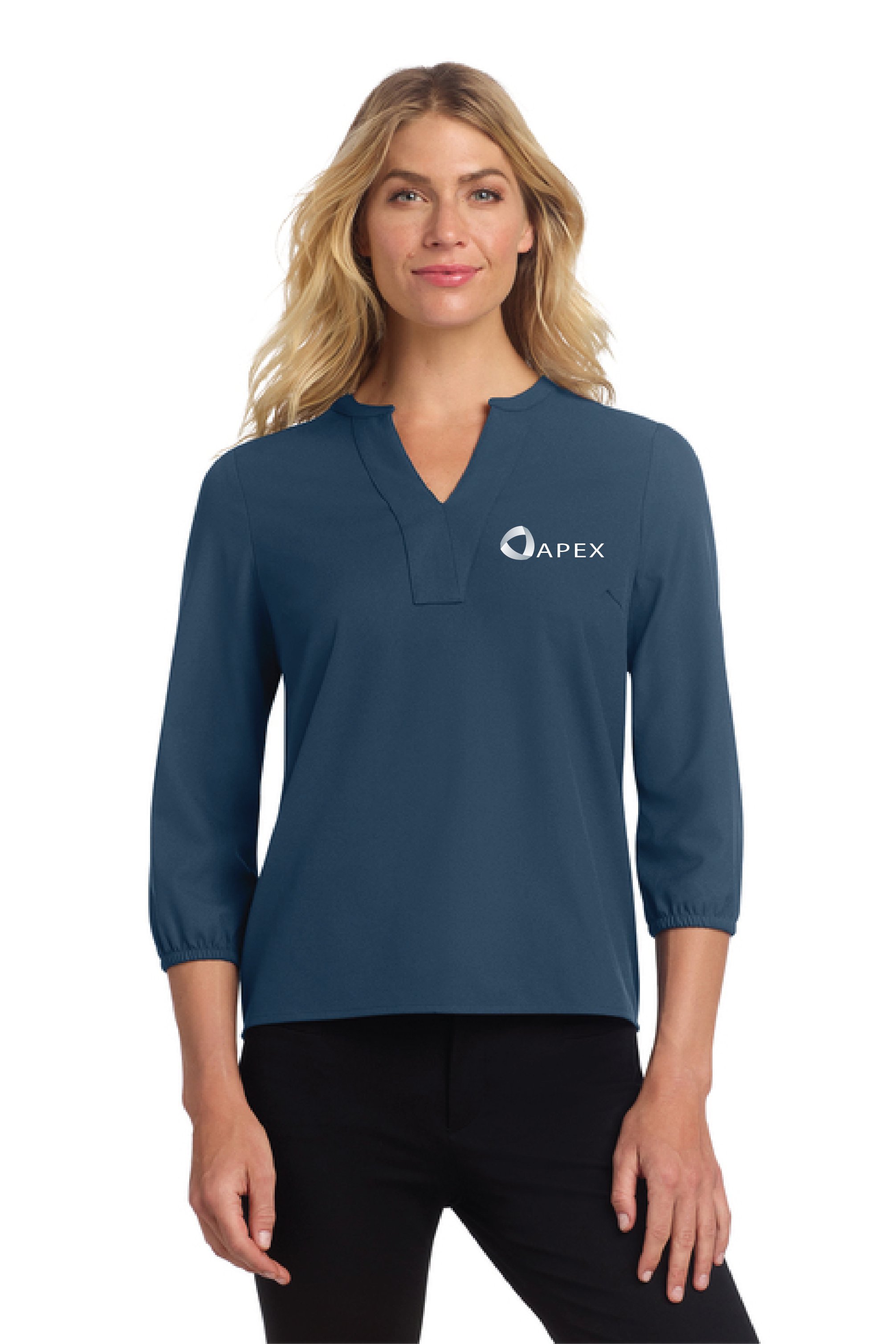 APEX ladies 3 quarter sleeve blue.jpg