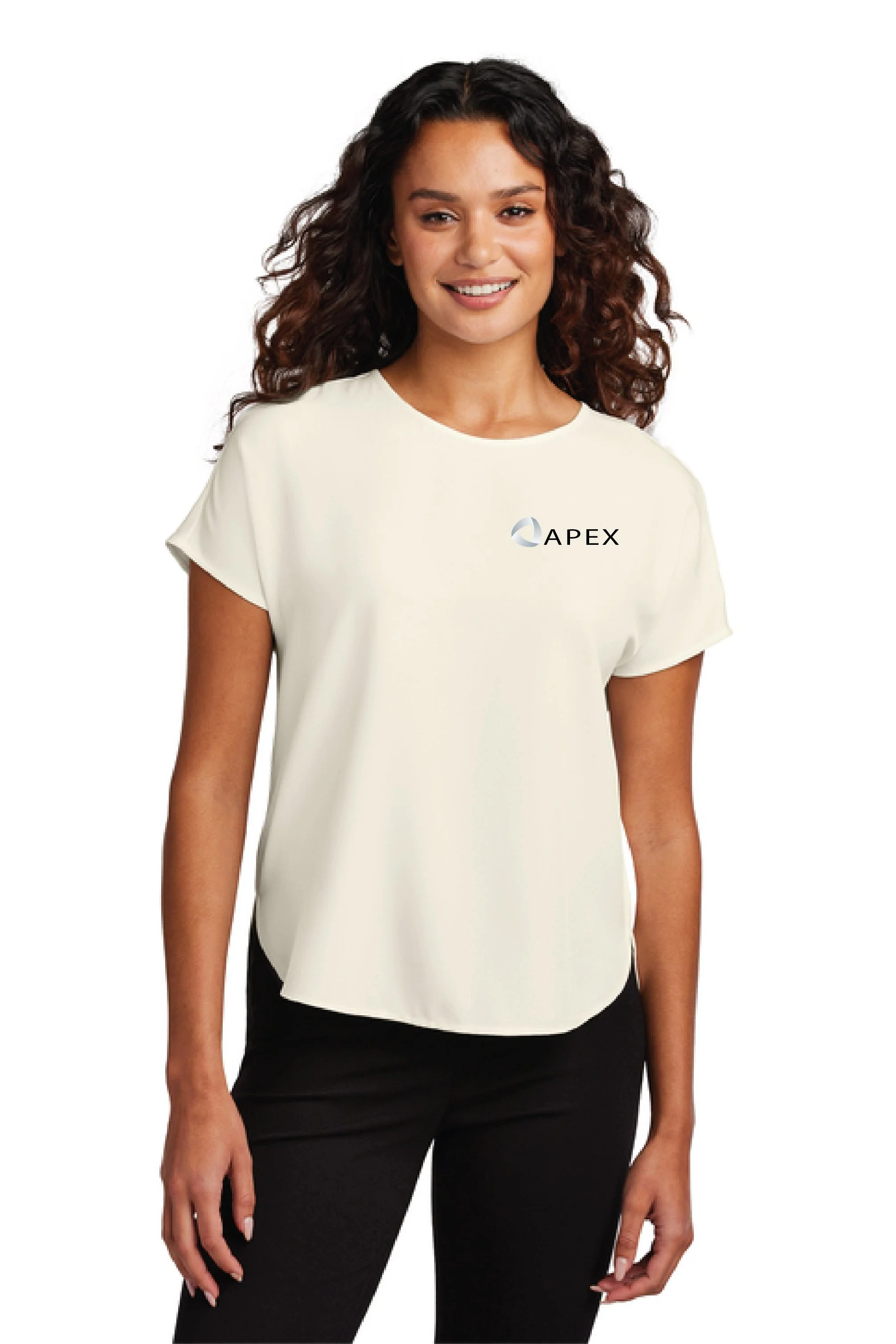 APEX LADIES SHOT SLEEVE STRETCH CREPE CREW IVORY.jpg