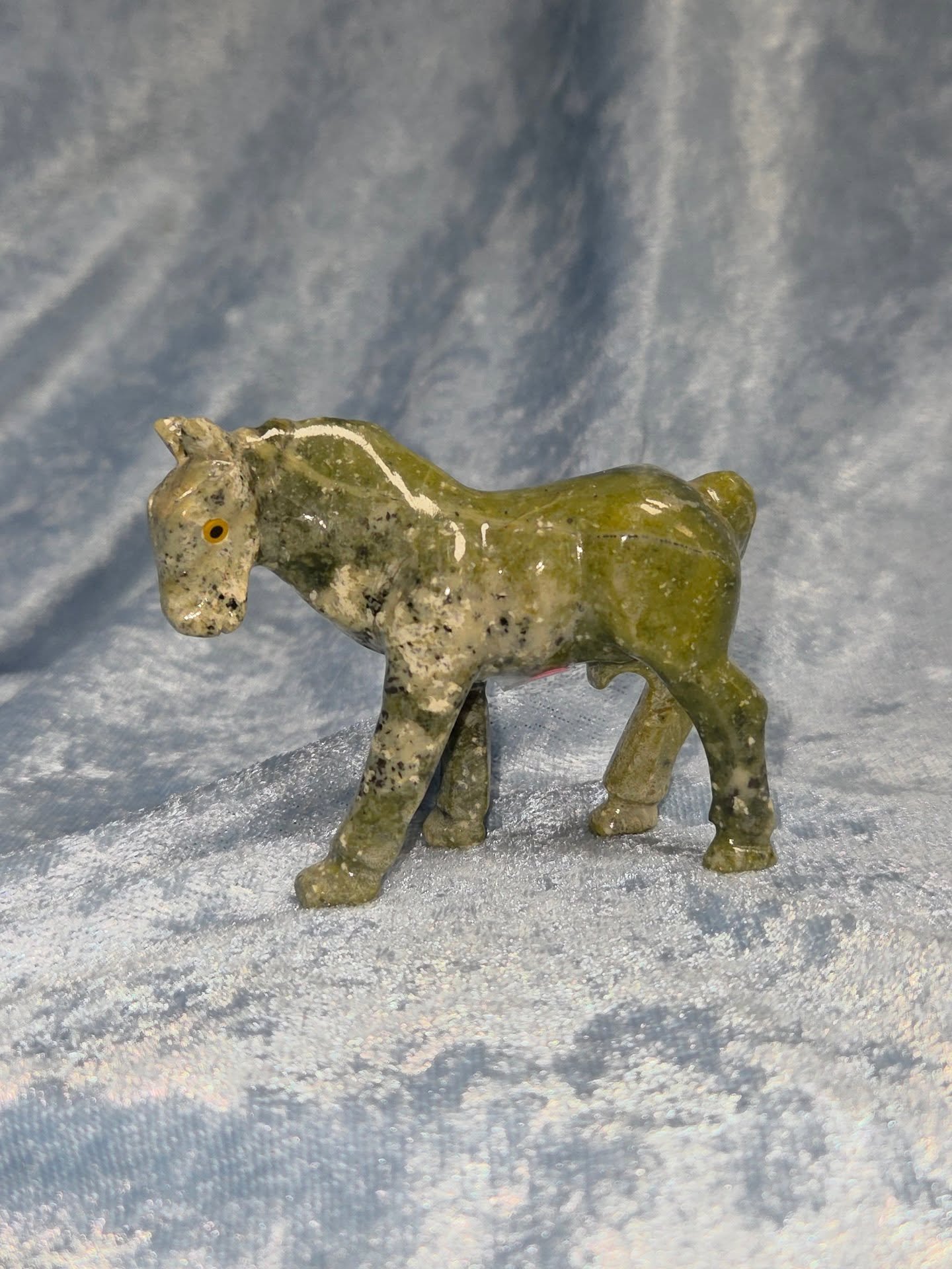 🐍𝐒𝐄𝐑𝐏𝐄𝐍𝐓𝐈𝐍𝐄 𝐇𝐎𝐑𝐒𝐄🐍--$4️⃣0️⃣

𝗦𝗲𝗿𝗽𝗲𝗻𝘁𝗶𝗻𝗲 is excellent for trance work, rituals, and Shamanistic works. It aids meditation 🧘&zwj;♀️ and balances your emotions and mental thinking.  Serpentine helps you understand the spiritu