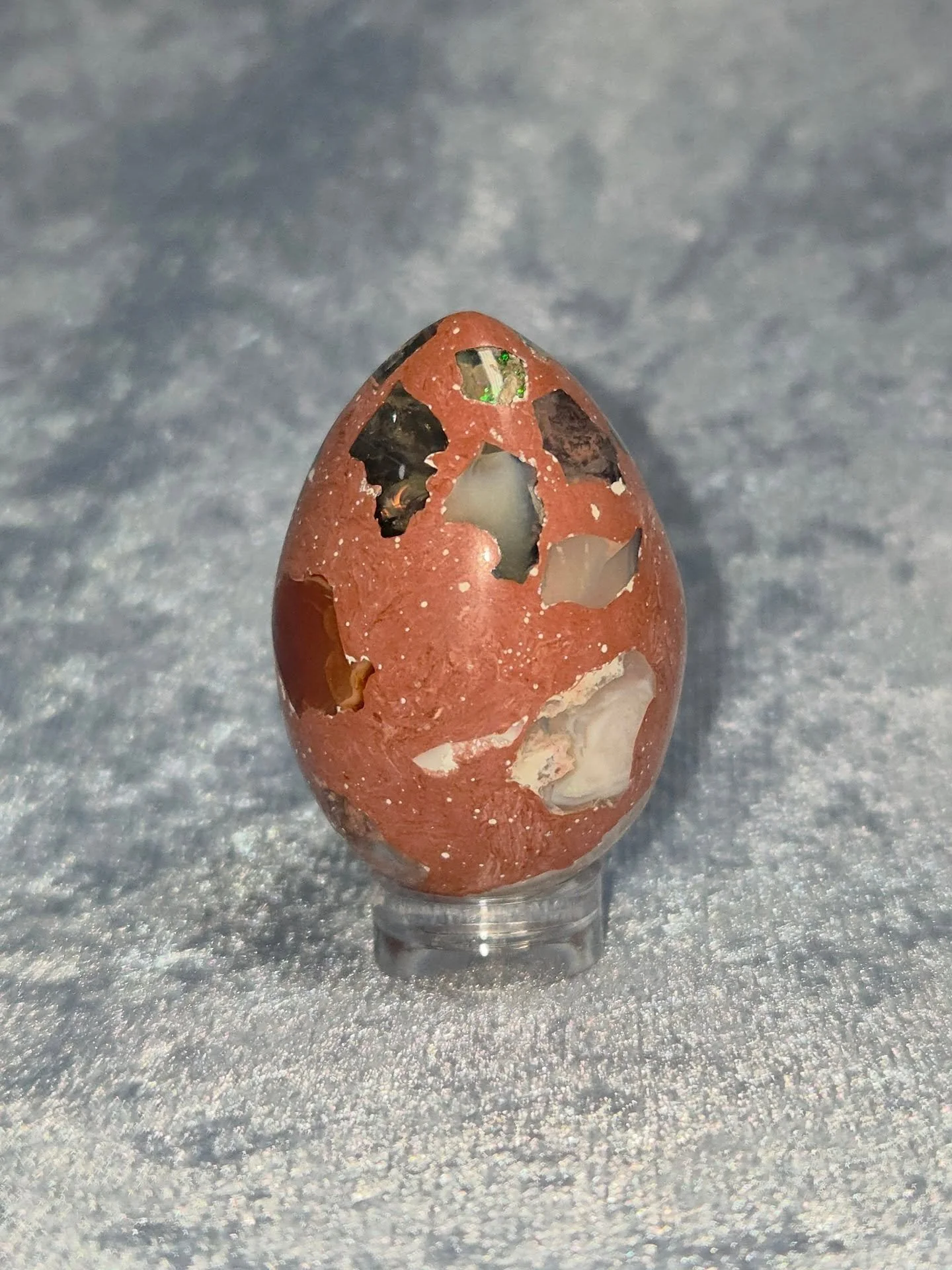 🌈𝐌𝐄𝐗𝐈𝐂𝐀𝐍 𝐉𝐄𝐋𝐋𝐘 𝐎𝐏𝐀𝐋 𝐄𝐆𝐆🌈--$2️⃣5️⃣

The egg is made with 𝘔𝘦𝘹𝘪𝘤𝘢𝘯 𝘑𝘦𝘭𝘭𝘺 𝘖𝘱𝘢𝘭𝘴  placed in a paste that resembles the original matrix. 𝗢𝗽𝗮𝗹 carries an intense and cleansing spiritual energy that can help one to p