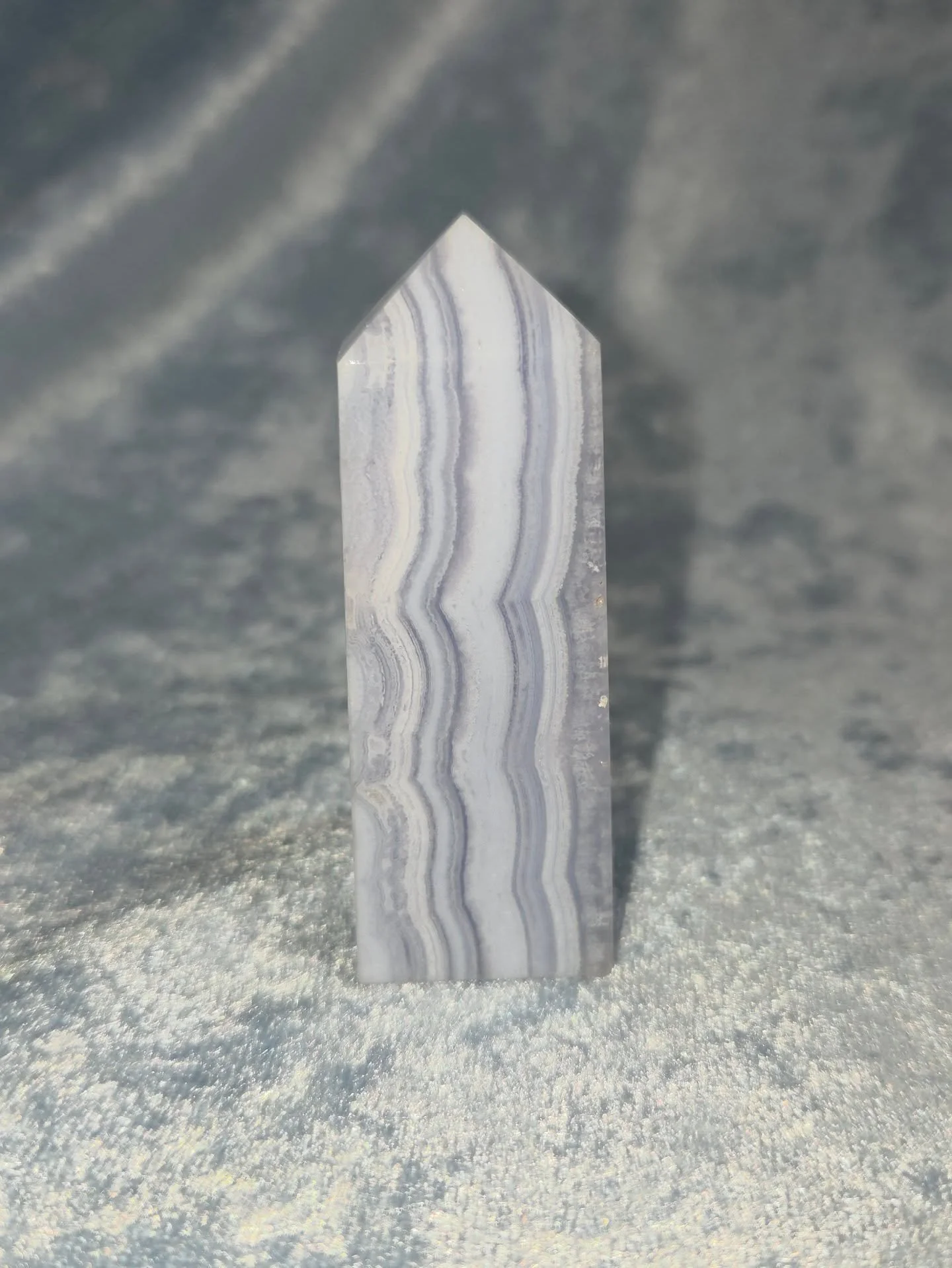 ☁️𝐁𝐋𝐔𝐄 𝐋𝐀𝐂𝐄 𝐀𝐆𝐀𝐓𝐄 𝐓𝐎𝐖𝐄𝐑☁️--$4️⃣5️⃣

𝗕𝗹𝘂𝗲 𝗟𝗮𝗰𝗲 𝗔𝗴𝗮𝘁𝗲 assists one in reaching higher spiritual planes. It enhances ones abilities to communicate as your most authentic higher self. 🗣 Attuned to the Throat Chakra, it prov