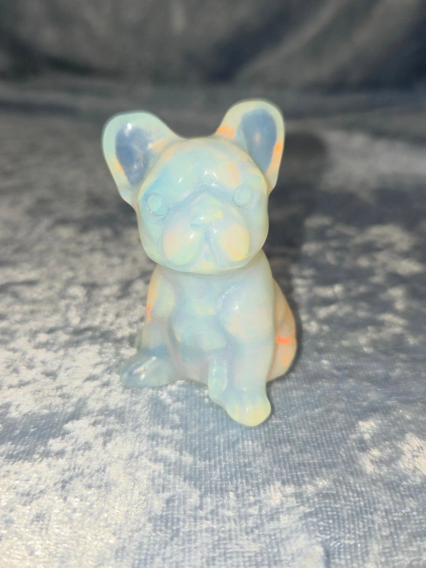 ✨️𝐎𝐏𝐀𝐋𝐈𝐓𝐄 𝐅𝐑𝐄𝐍𝐂𝐇 𝐁𝐔𝐋𝐋𝐃𝐎𝐆✨️--$2️⃣5️⃣

𝗢𝗽𝗮𝗹𝗶𝘁𝗲 is a man-made opal that can help aid meditation, self exploration, and reflection. 🧘&zwj;♀️ It can help one with depression and anxiety as it has a calming energy that soothes a
