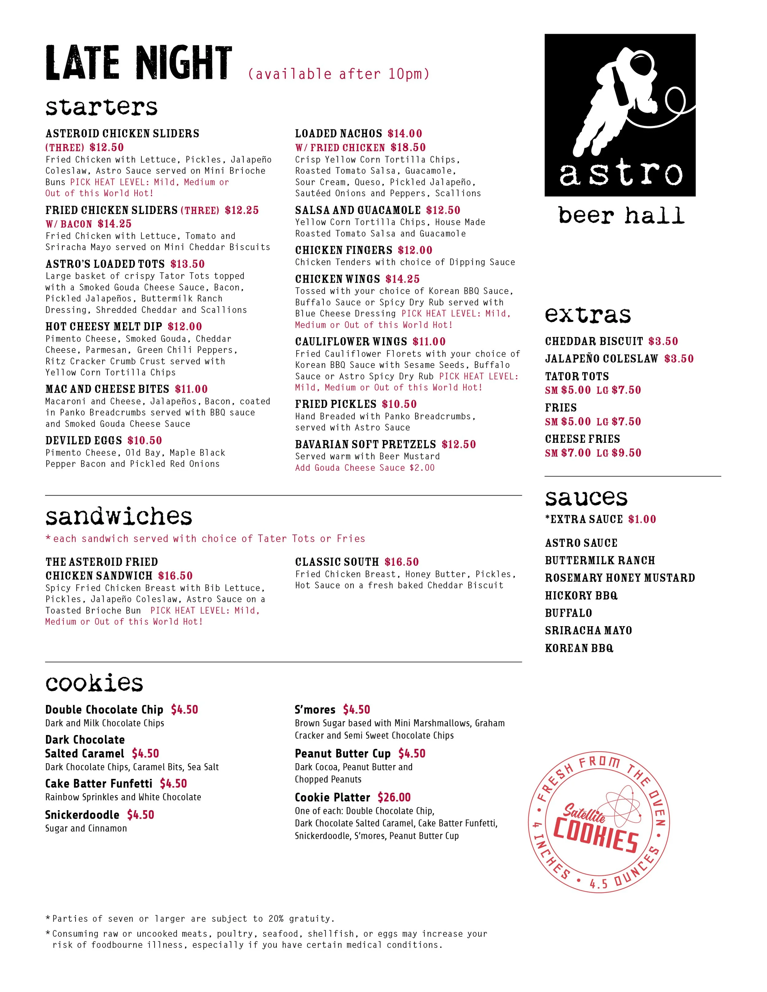 Menus — astro BEER hall