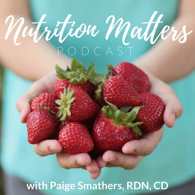 Person holding fresh strawberries, Nutrition Matters Podcast cover