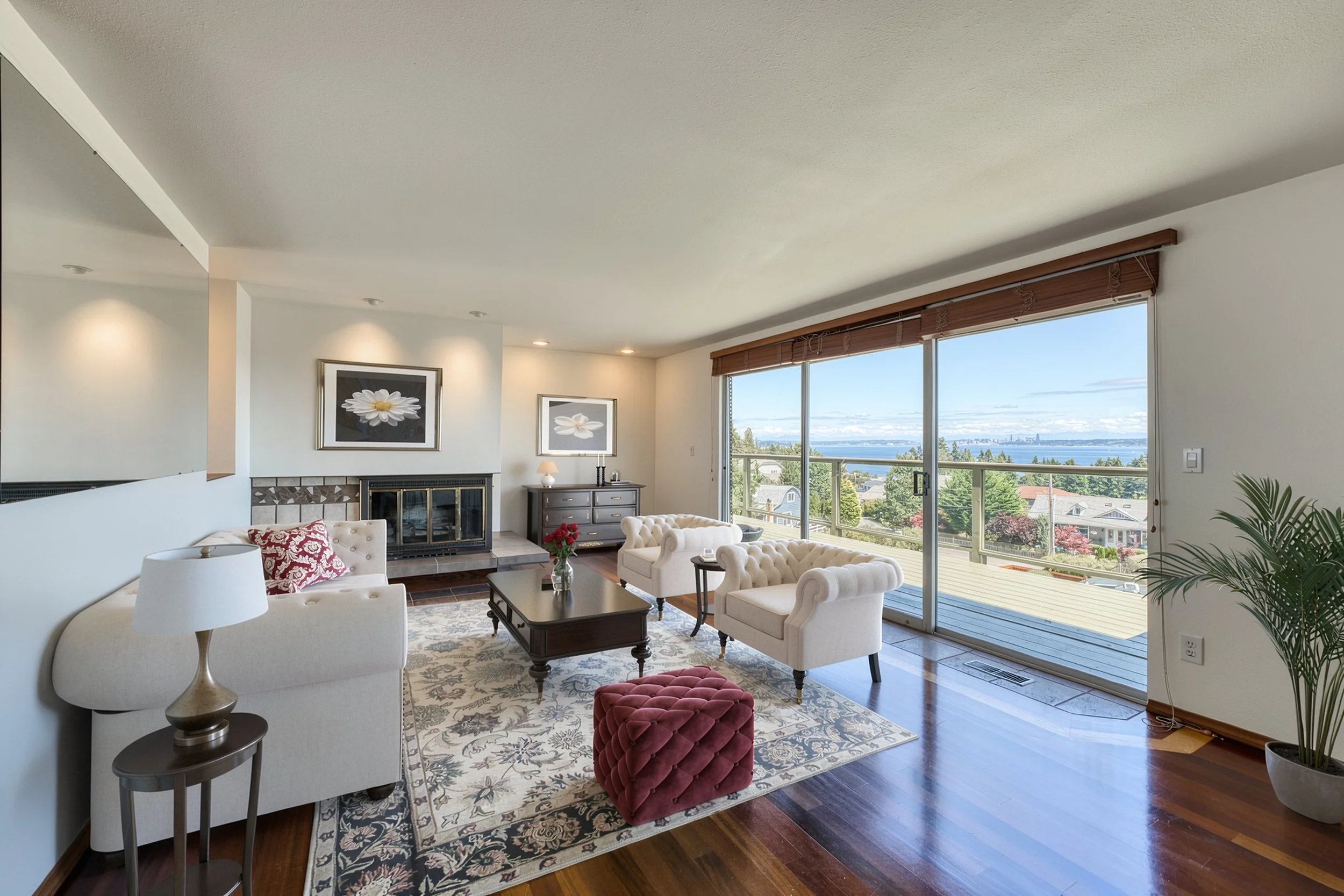 Virtually Staged Living Room in Manchester, WA