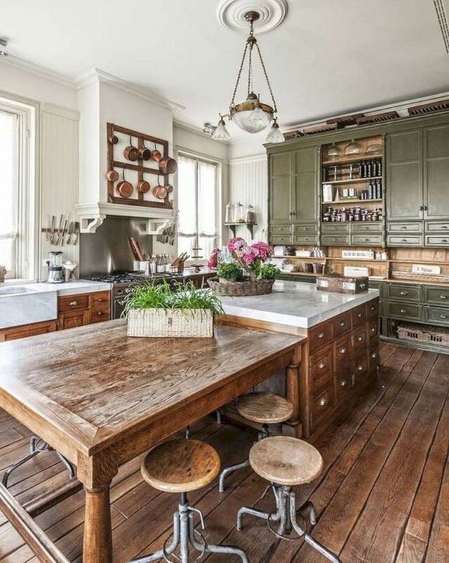 Rustic Kitchens We Love Western Life, Rustic Kitchen Island With Pull Out Table