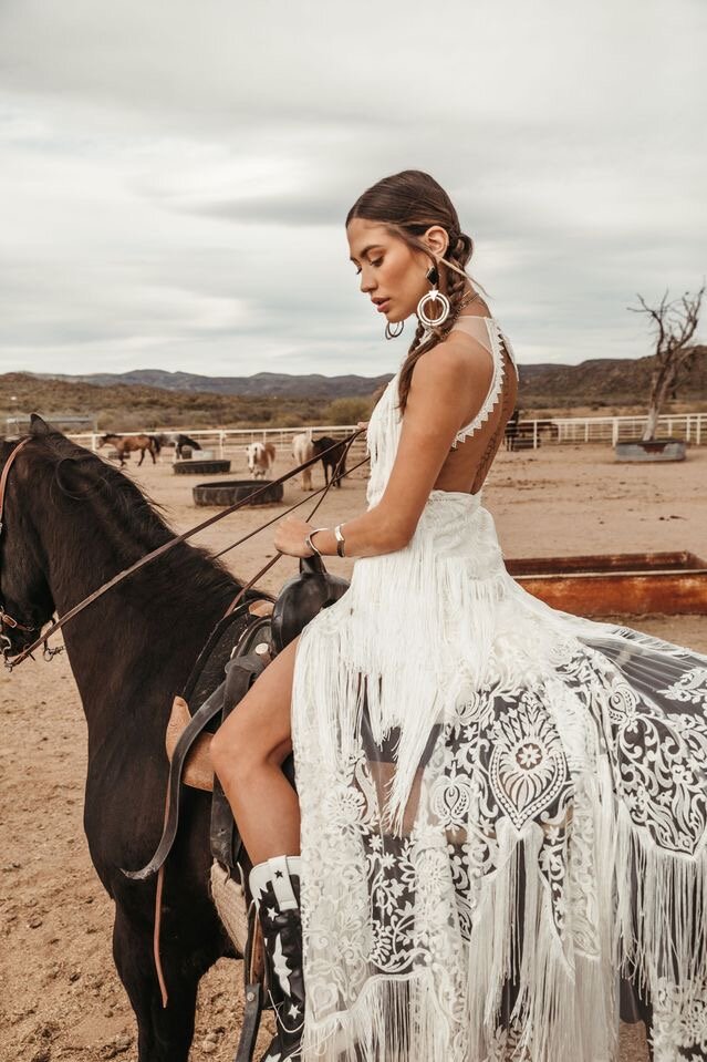 wedding dress with cowboy boots