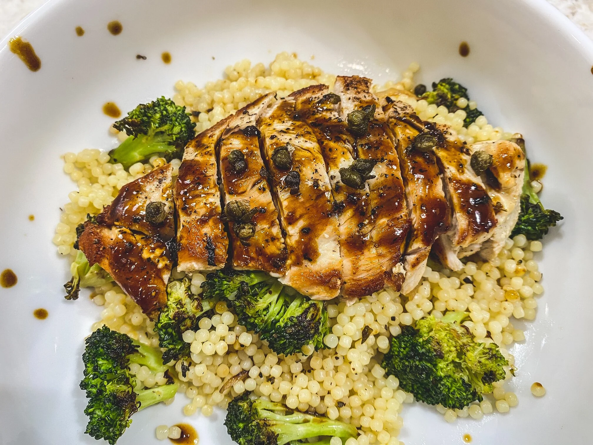 Seared Chicken &amp; Acini De Pepe with Broccoli and Citrus Sauce