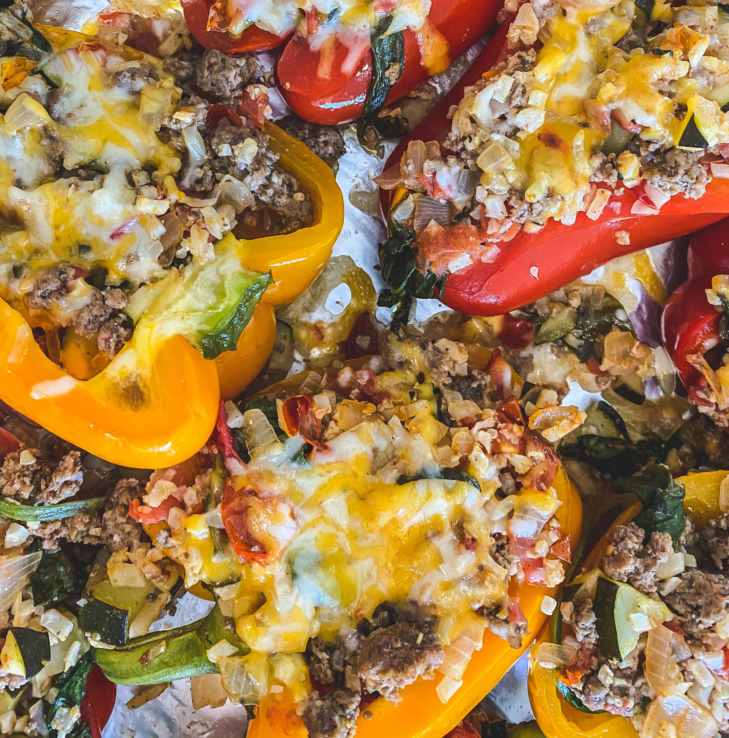 Veggie Loaded Stuffed Bell Peppers with Ground Beef
