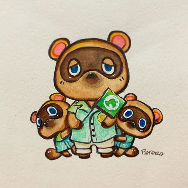 Who&rsquo;s playing Animal Crossing? ❤️ #cuteraccoon #timmyandtommy #tomnook #animalcrossingfanart #animalcrossingnewhorizons #たぬきち