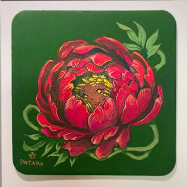 Peony flower sprite. #salut5 #coasterartshow #nucleusportland  #flowerart #flowersprite #flowerspirit #fairyart #peonyillustration