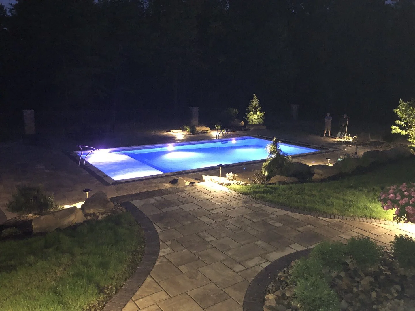 Outdoor lighting and inground pool in Marlboro Township OH