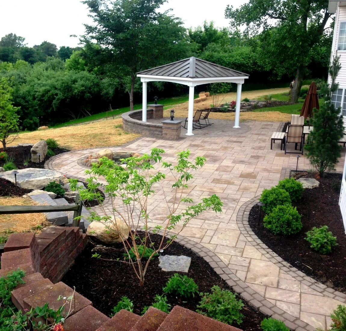 Layered Plantings Highlighting Walkway Edges in Tuscarawas Township, OH