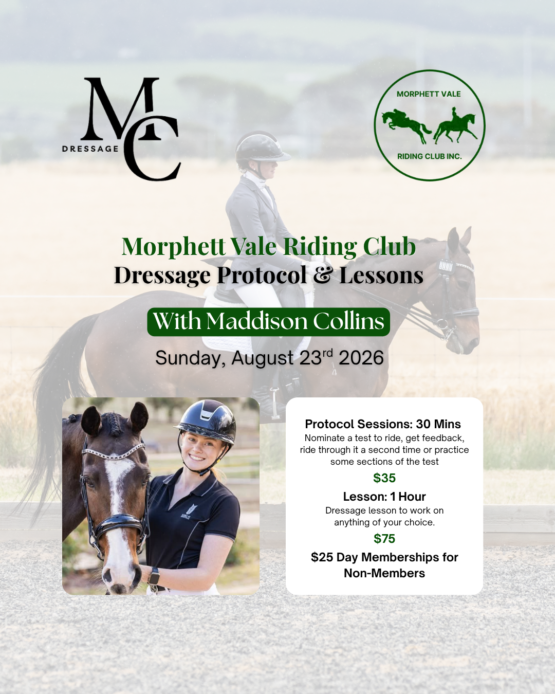 Dressage Protocol &amp; Lesson Day