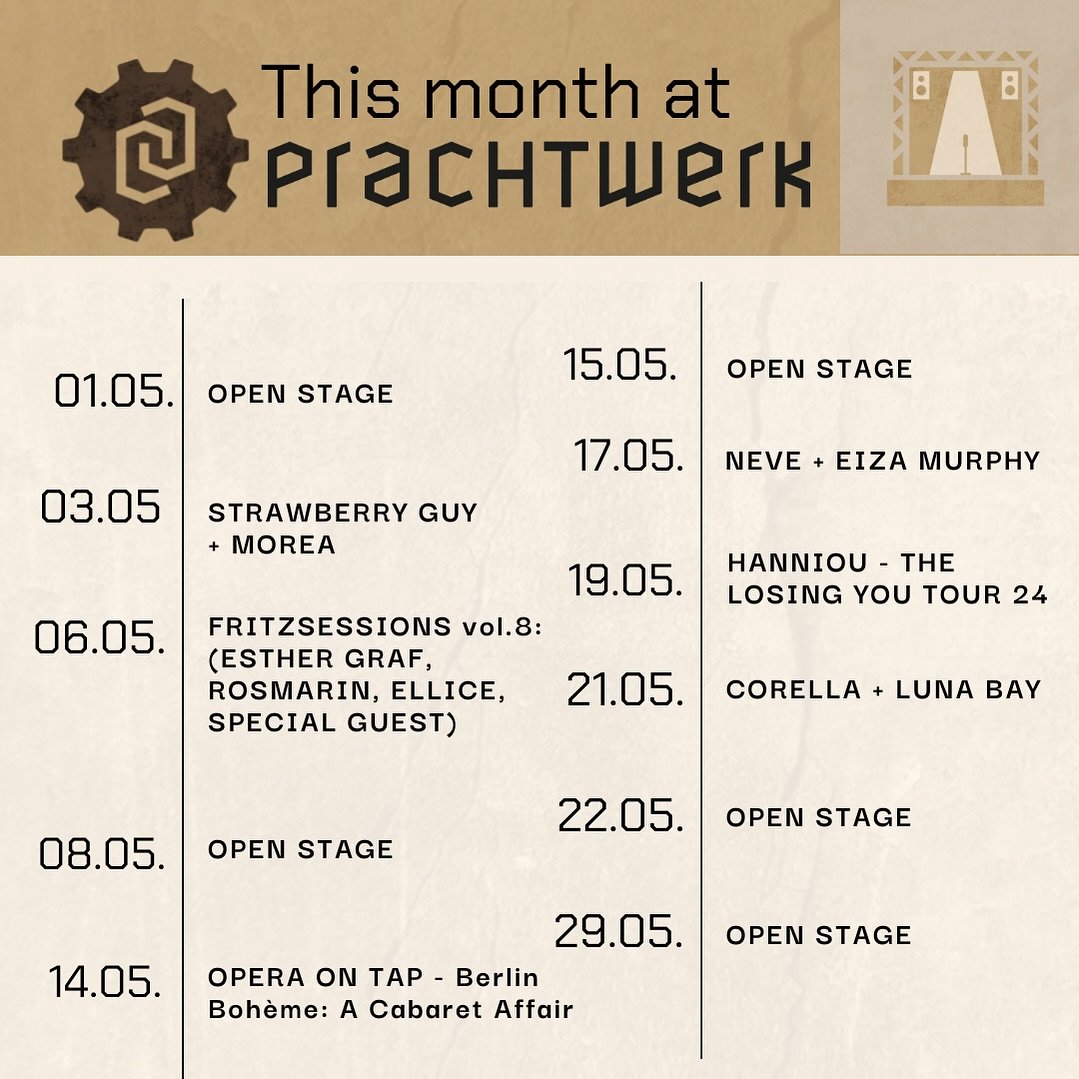 MAY(-DAY) program ready! ⭐️&nbsp;
FRITZSESSIONS vol.8 is definitely one of the highlights!  And surely don&rsquo;t miss on one of our OPEN STAGE Wednesdays

#berlinnightlife #openmicberlin #openstageberlin #whattodoberlin #berlinconcerts #berlinbar