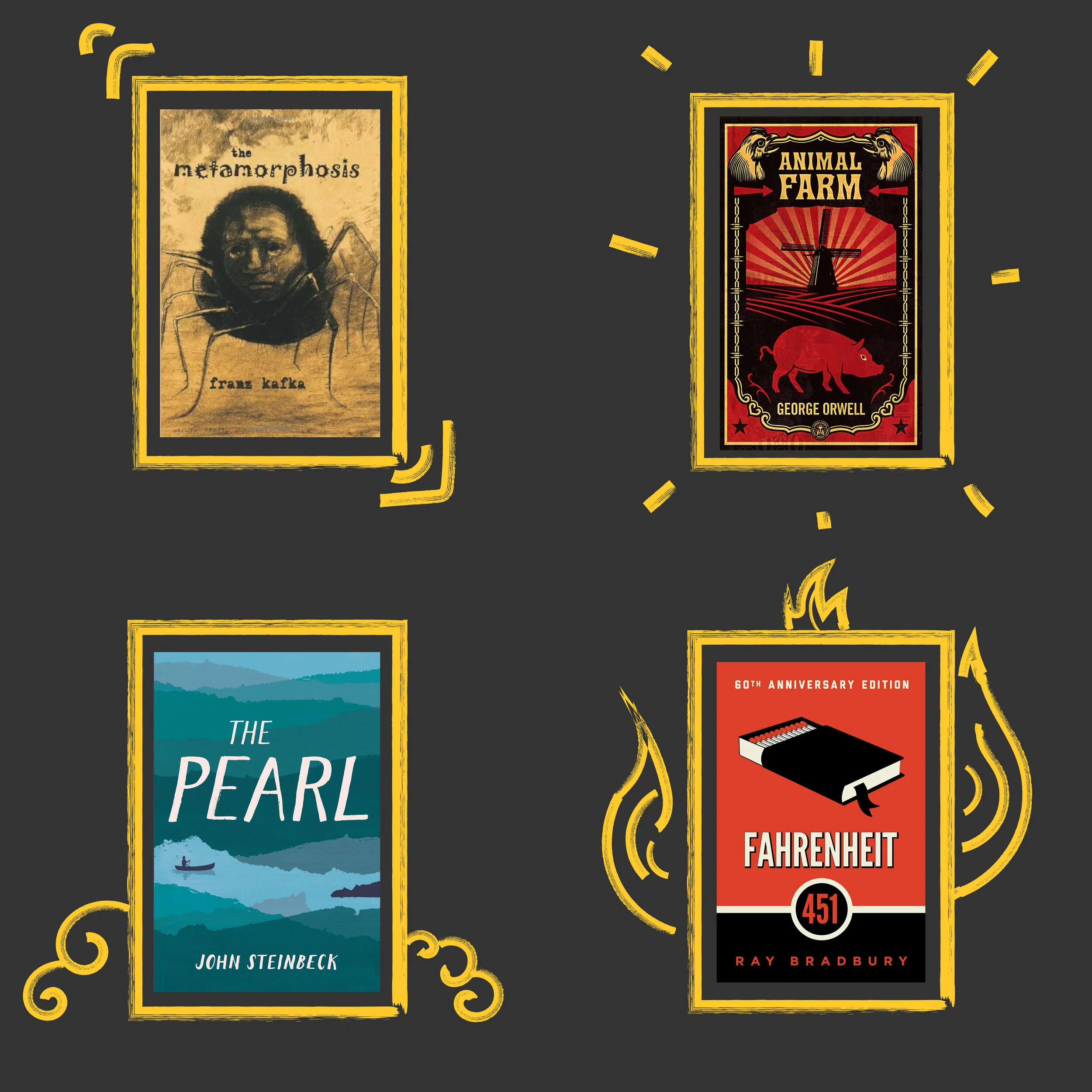 SSU Friday recommendations The Pearl, Fahrenheit 451, Animal Farm, Metamorphosis
