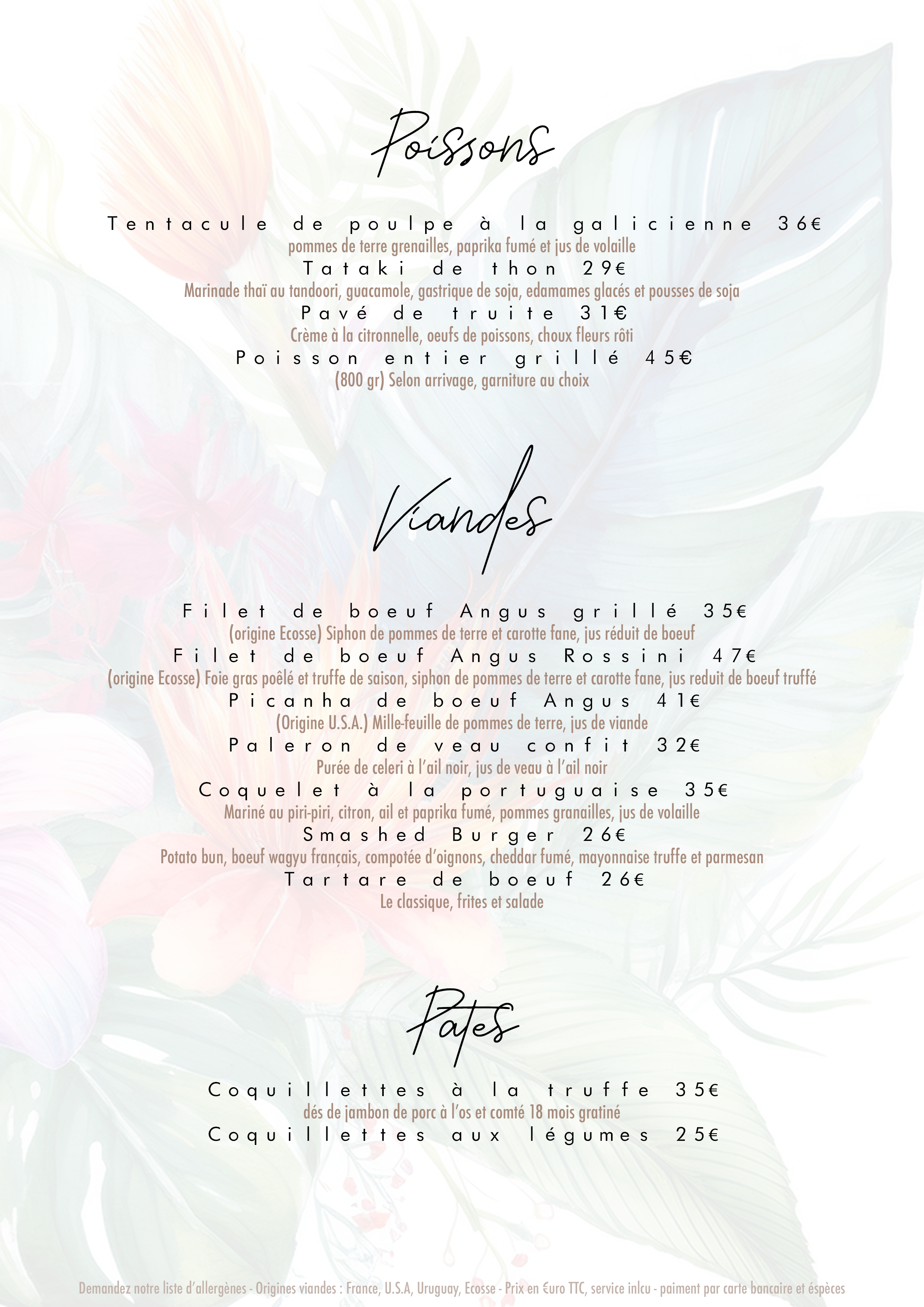 Carte du restaurant Le Lagon Mandelieu – page 2