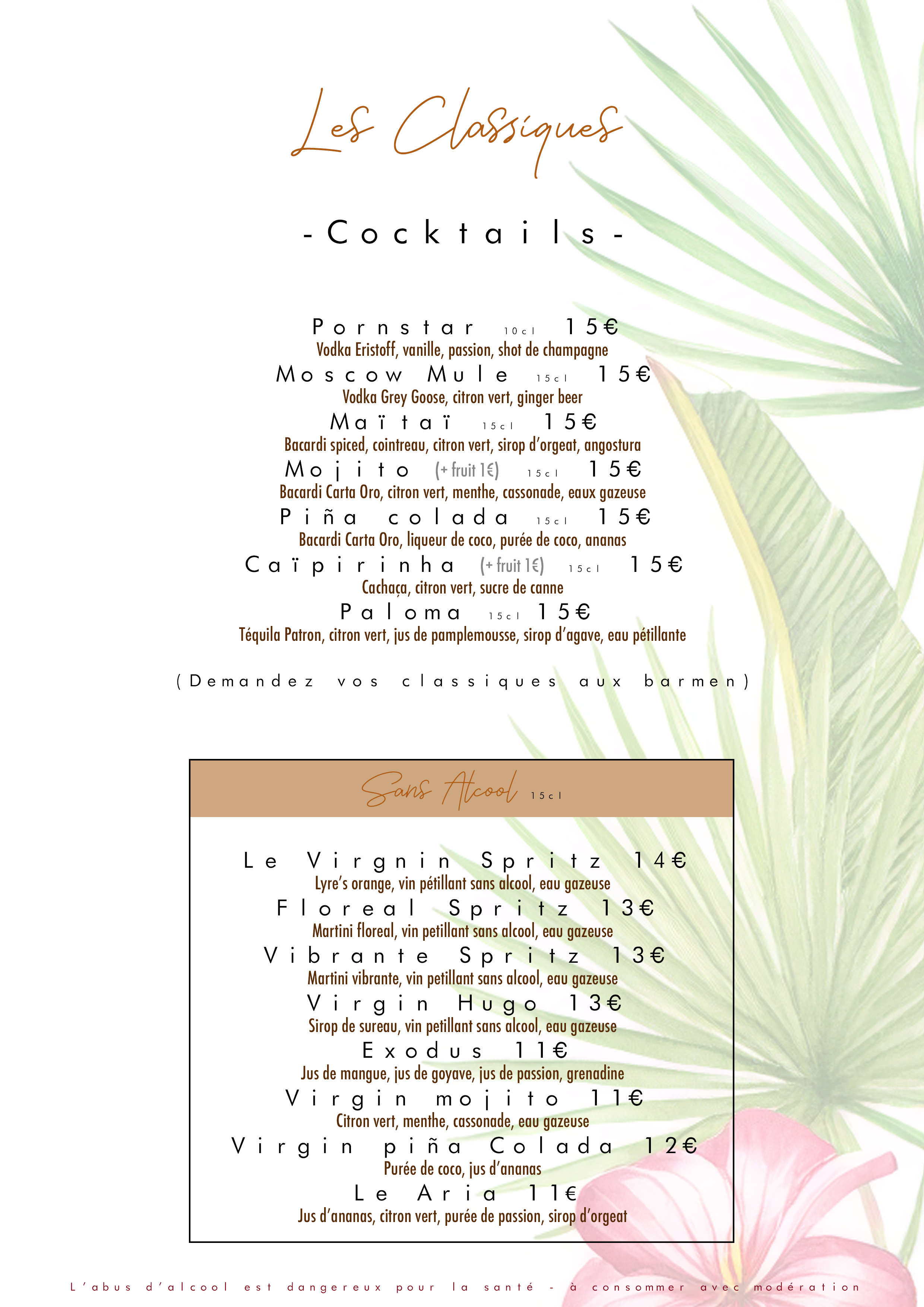Carte des cocktails du Lagon Mandelieu – page 2