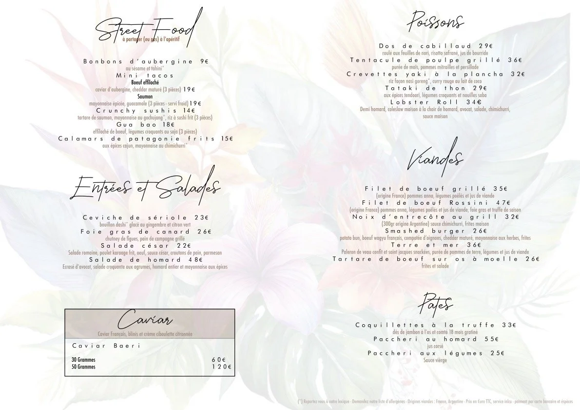 Carte du restaurant Le Lagon Mandelieu – page 2