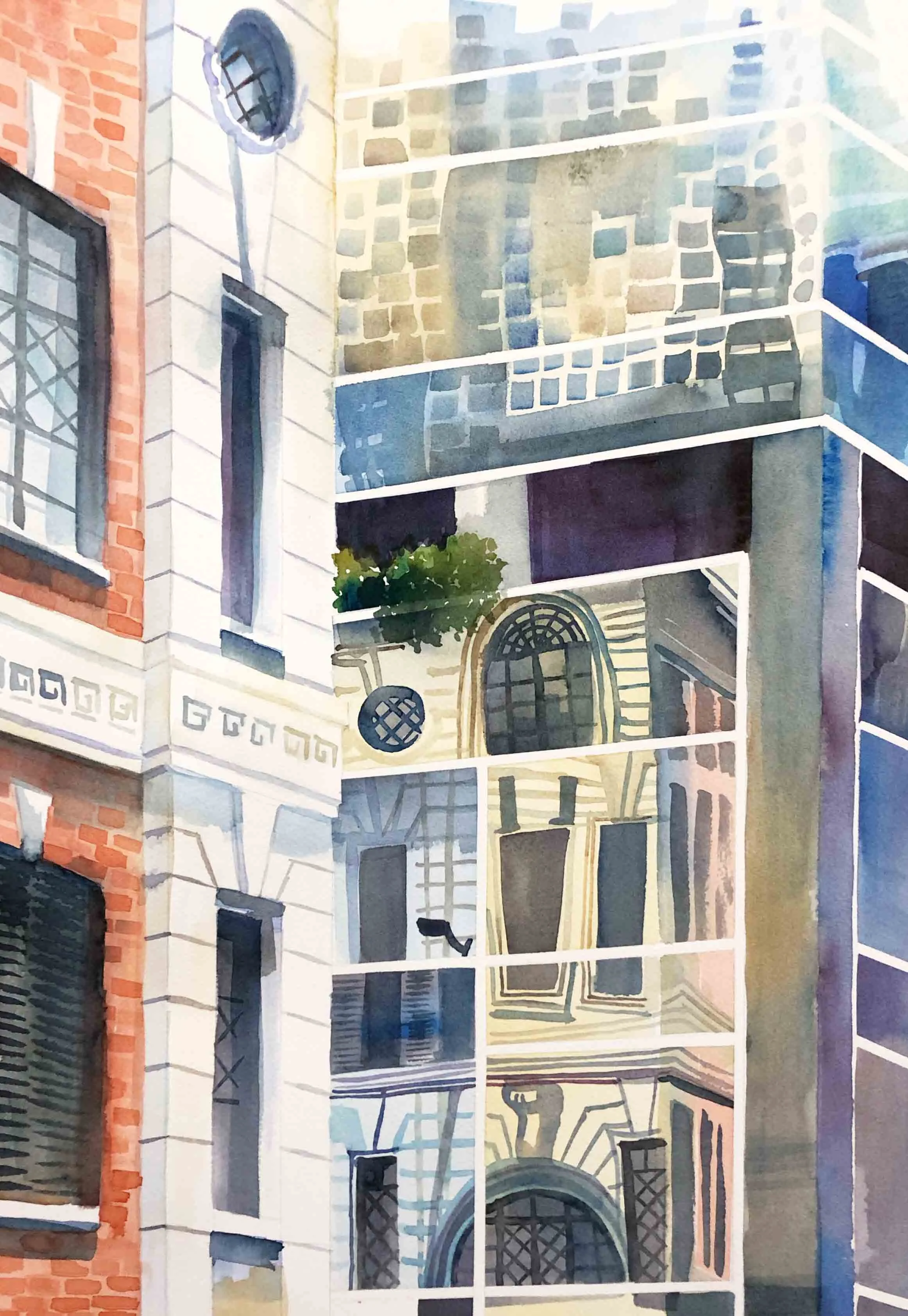 Reflection of the City IV 2019 Watercolour on paper 33.5x50.8 cm
